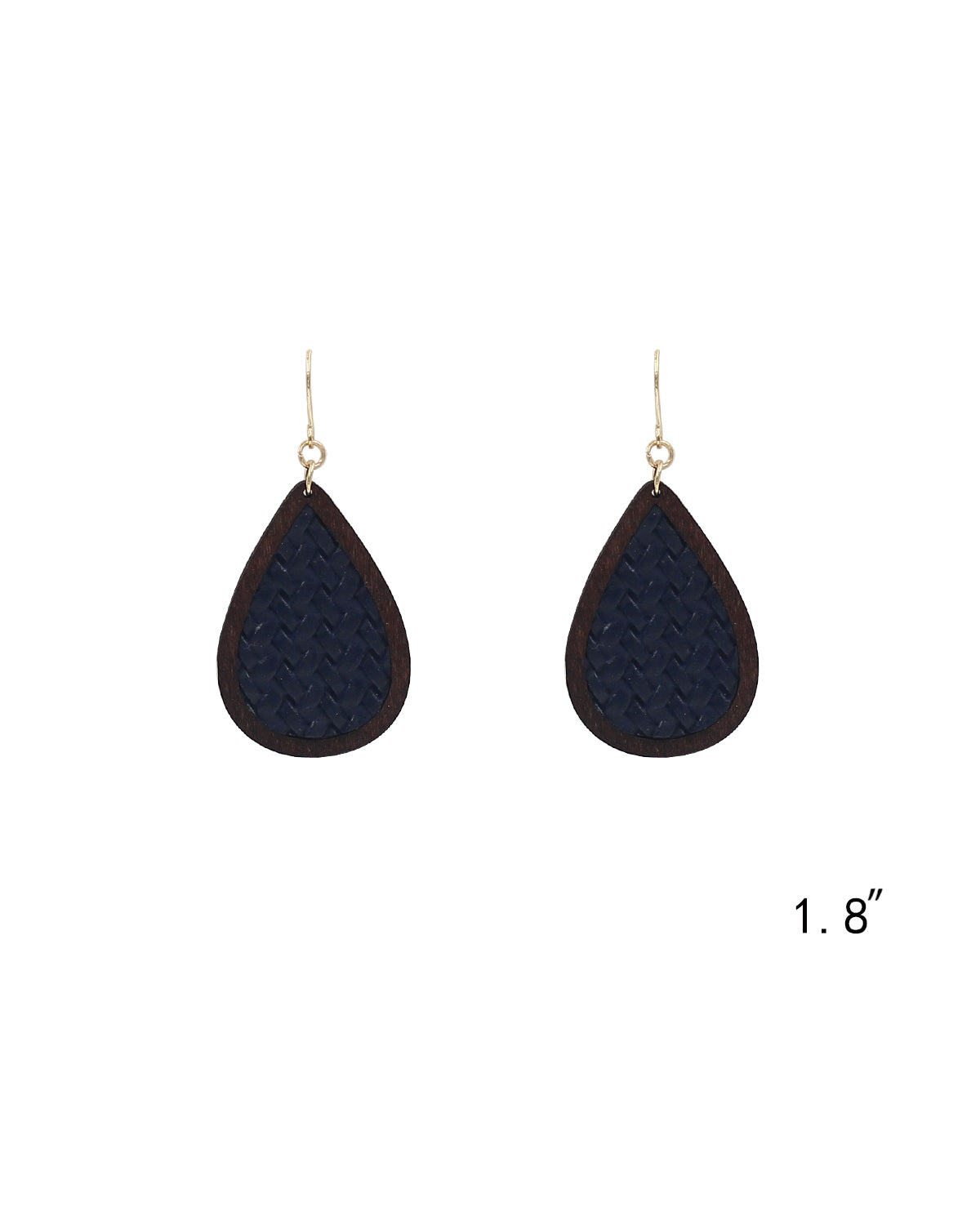 Textured Leather & Wood Teardrop Earrings
