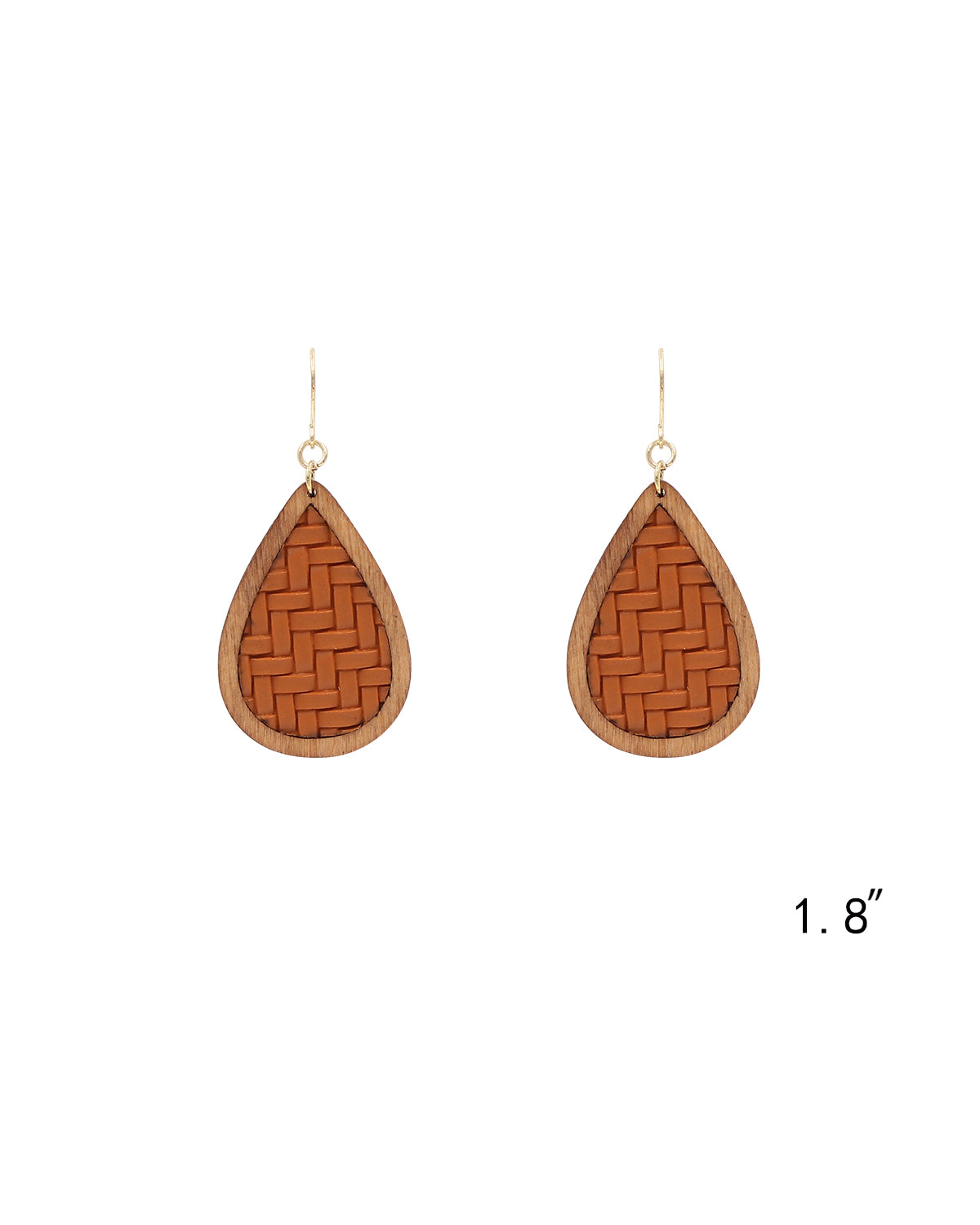Textured Leather & Wood Teardrop Earrings
