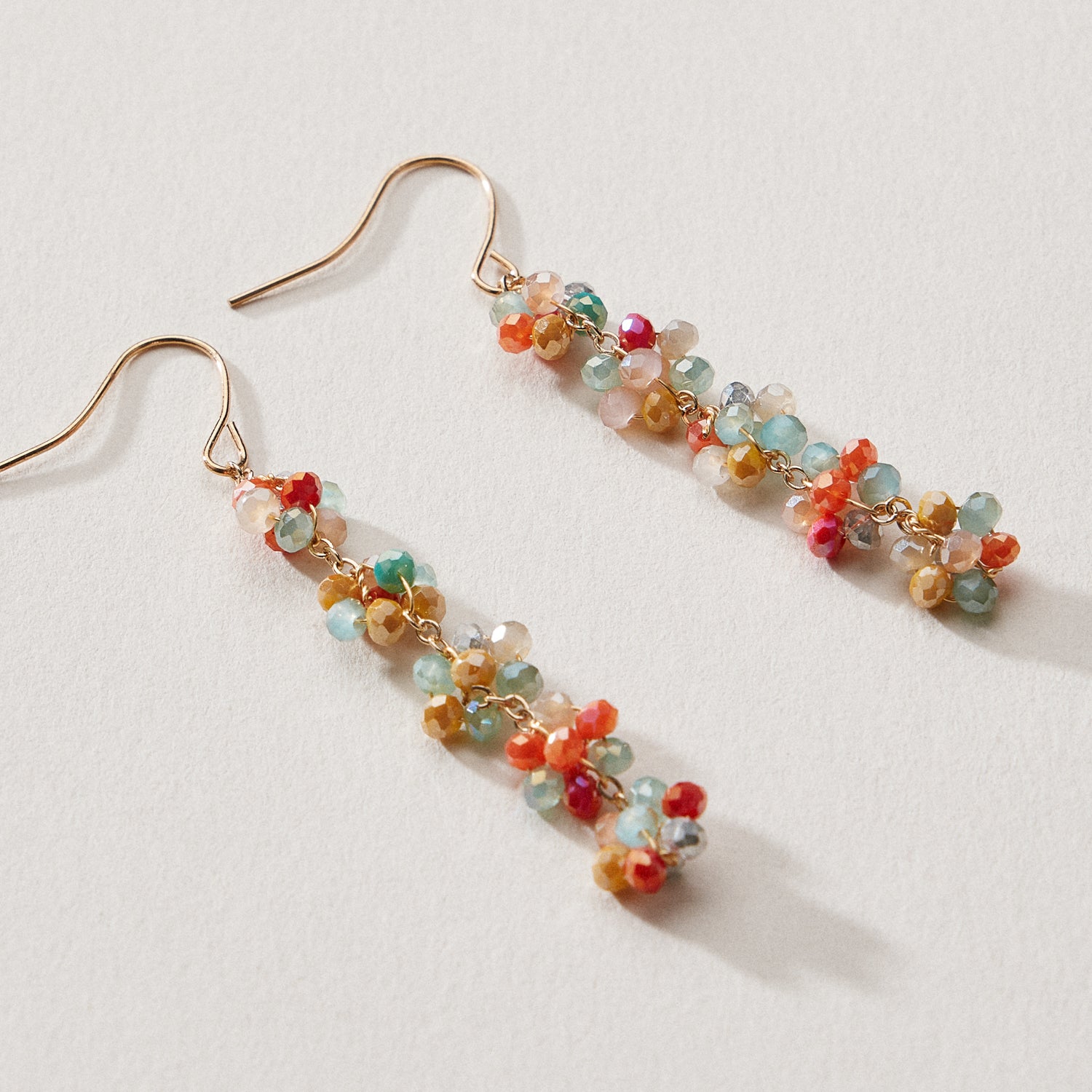 Crystal Cluster Drop Earrings – Beaded Dangle Style