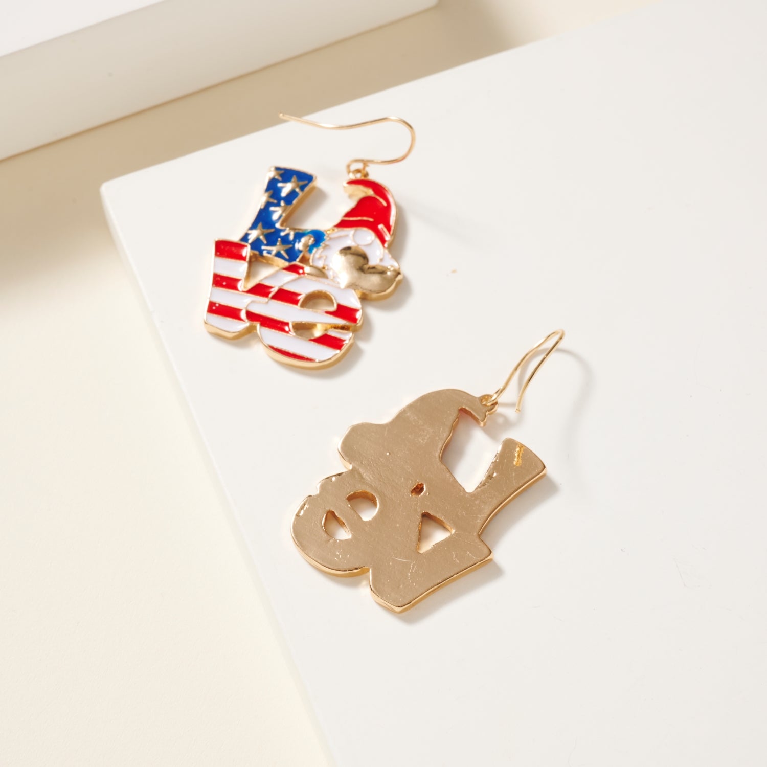 USA Flag Love Dangle Earrings