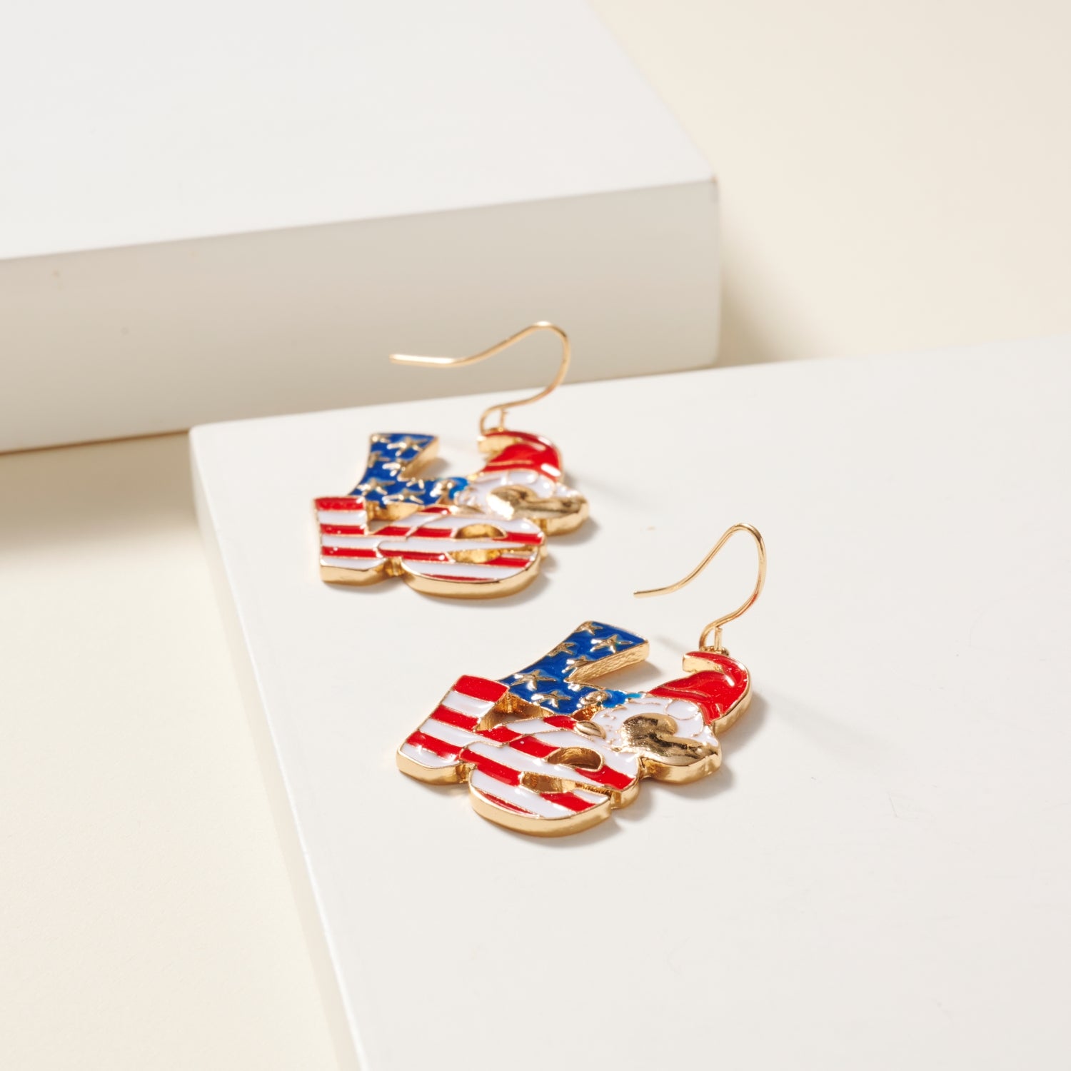 USA Flag Love Dangle Earrings