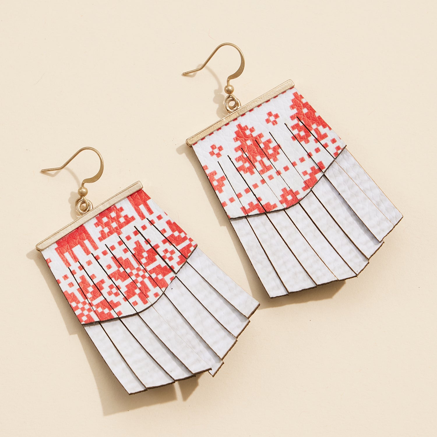 Nordic-Inspired Layered Fringe Earrings with Plaid Patterns