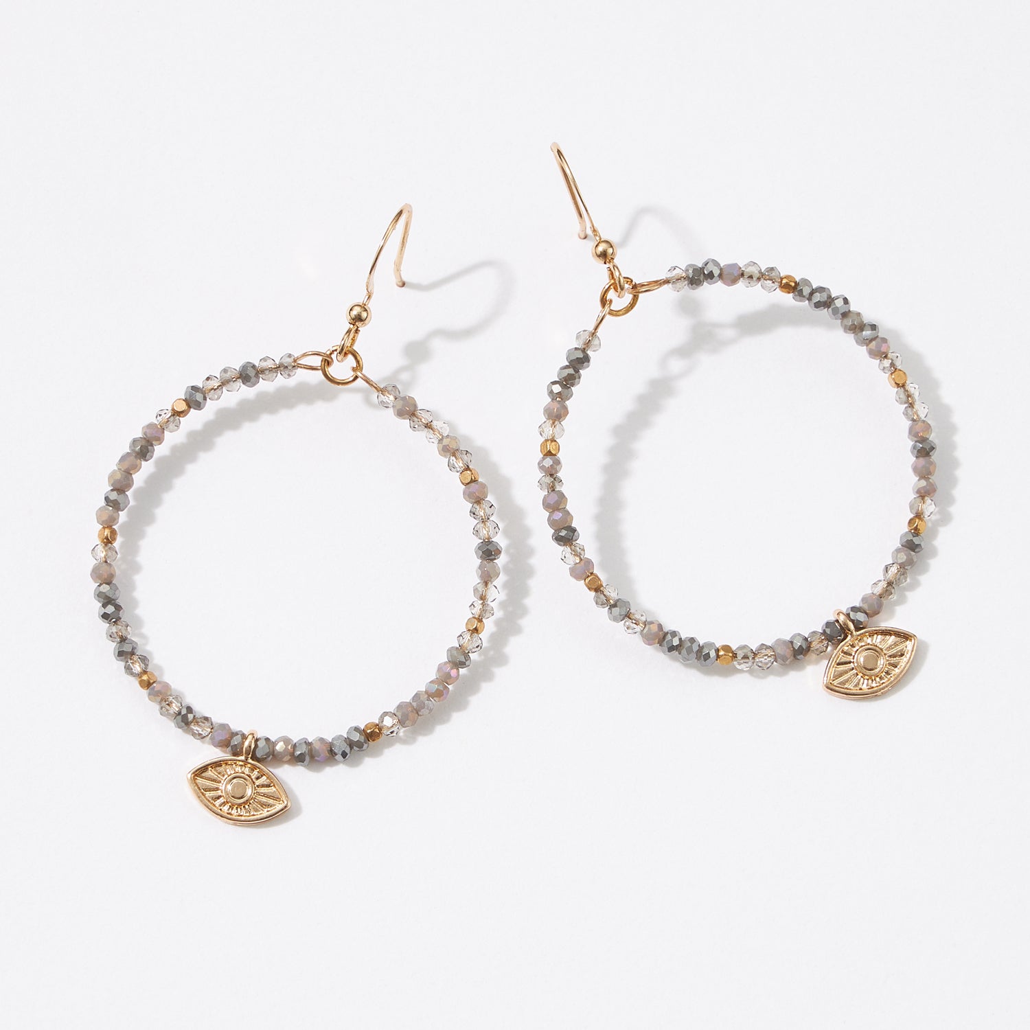 Glass Beads Earrings with Evil Eye Charm