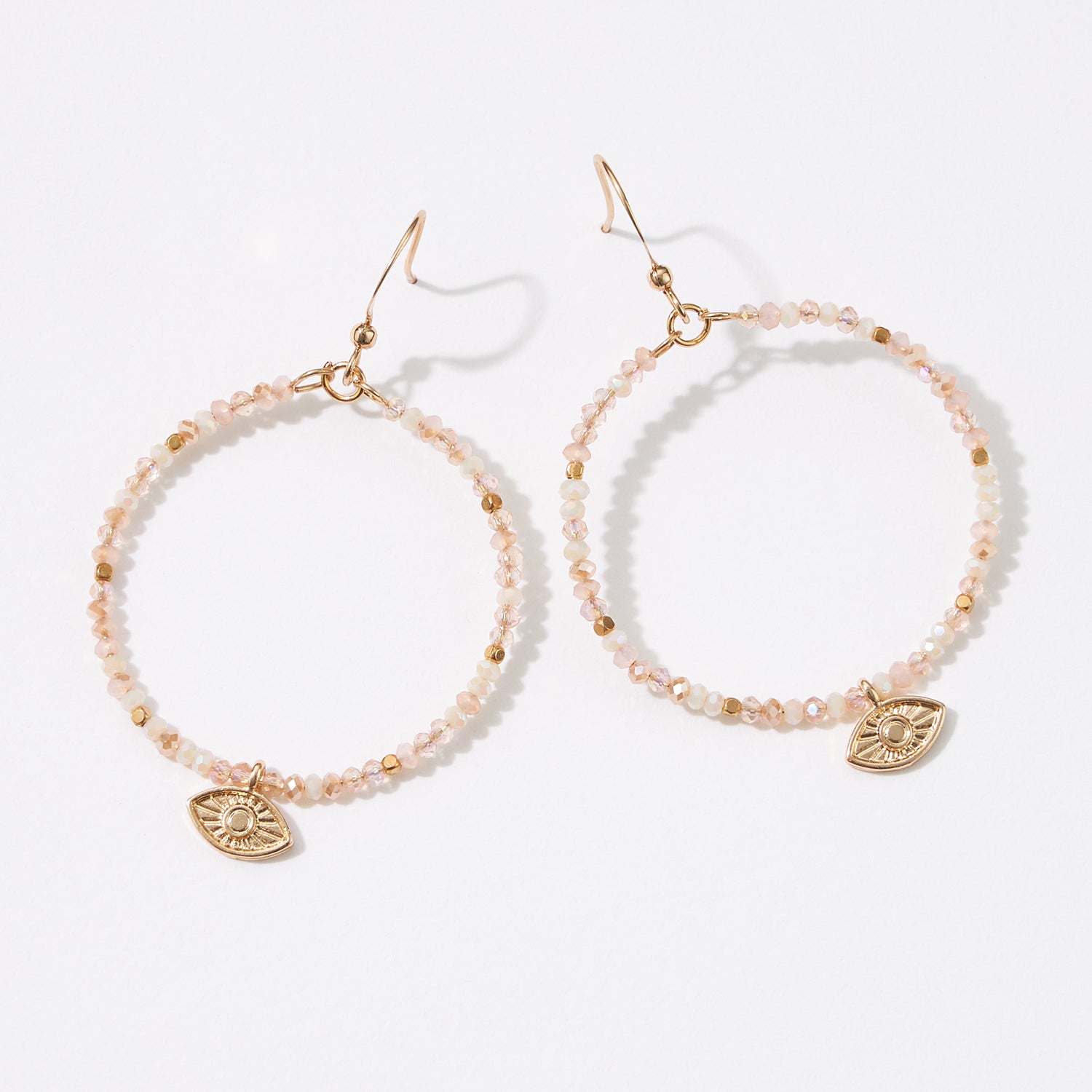 Glass Beads Earrings with Evil Eye Charm