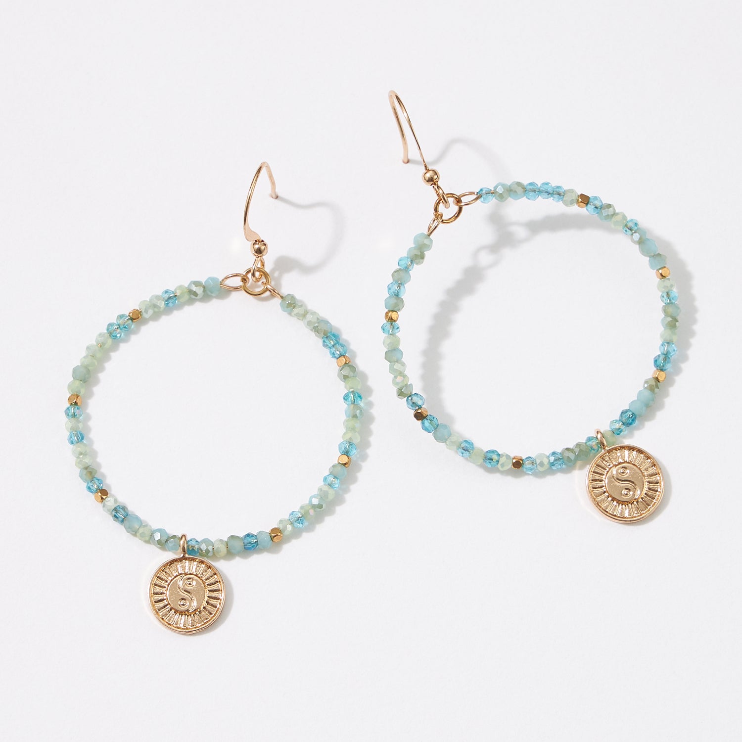 Beads Earrings with Ying Yang Charm