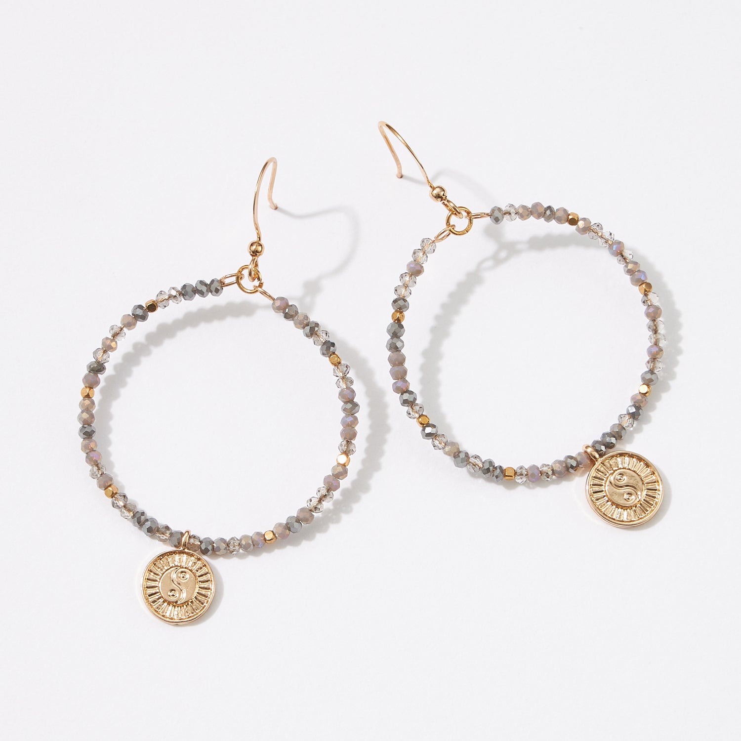 Beads Earrings with Ying Yang Charm