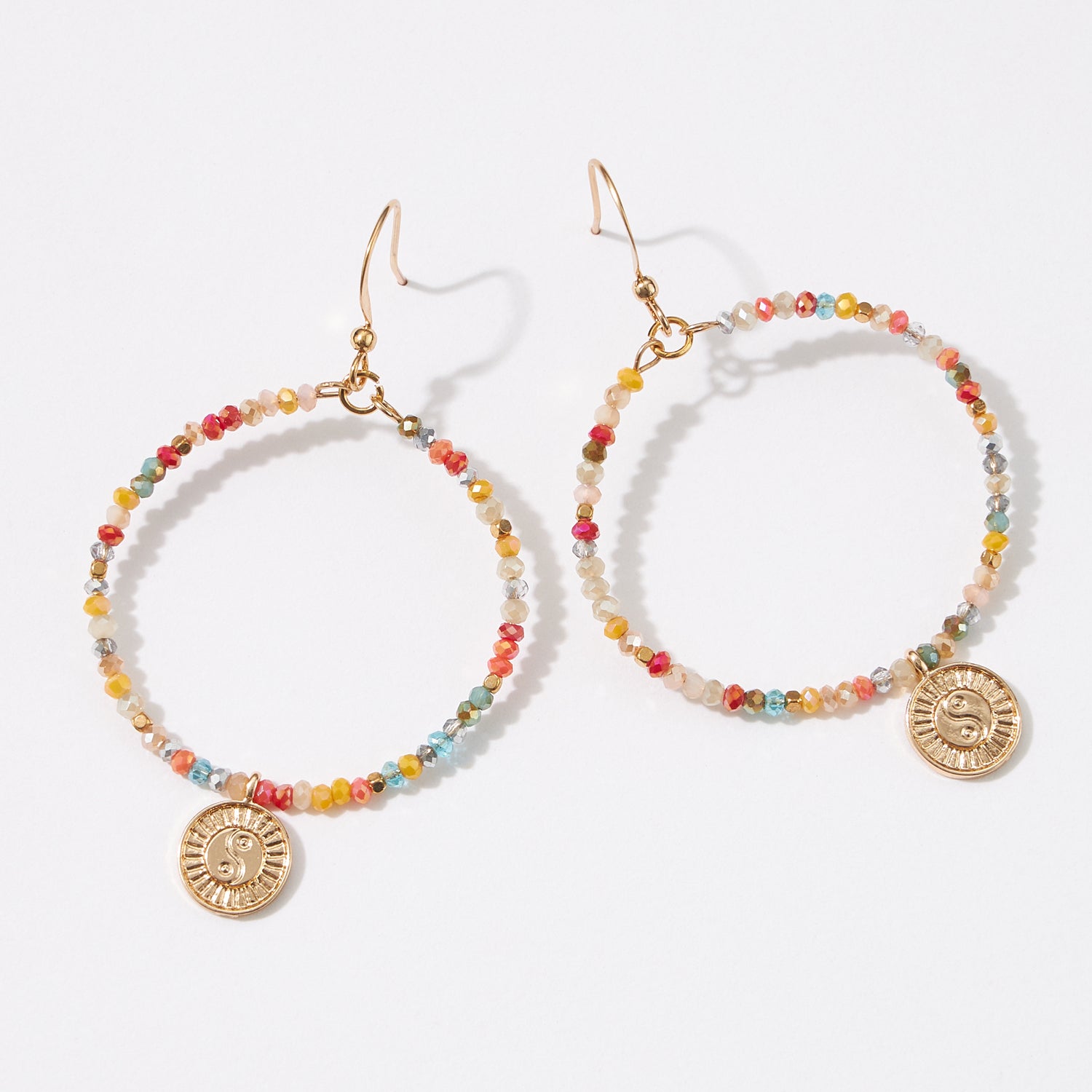Beads Earrings with Ying Yang Charm