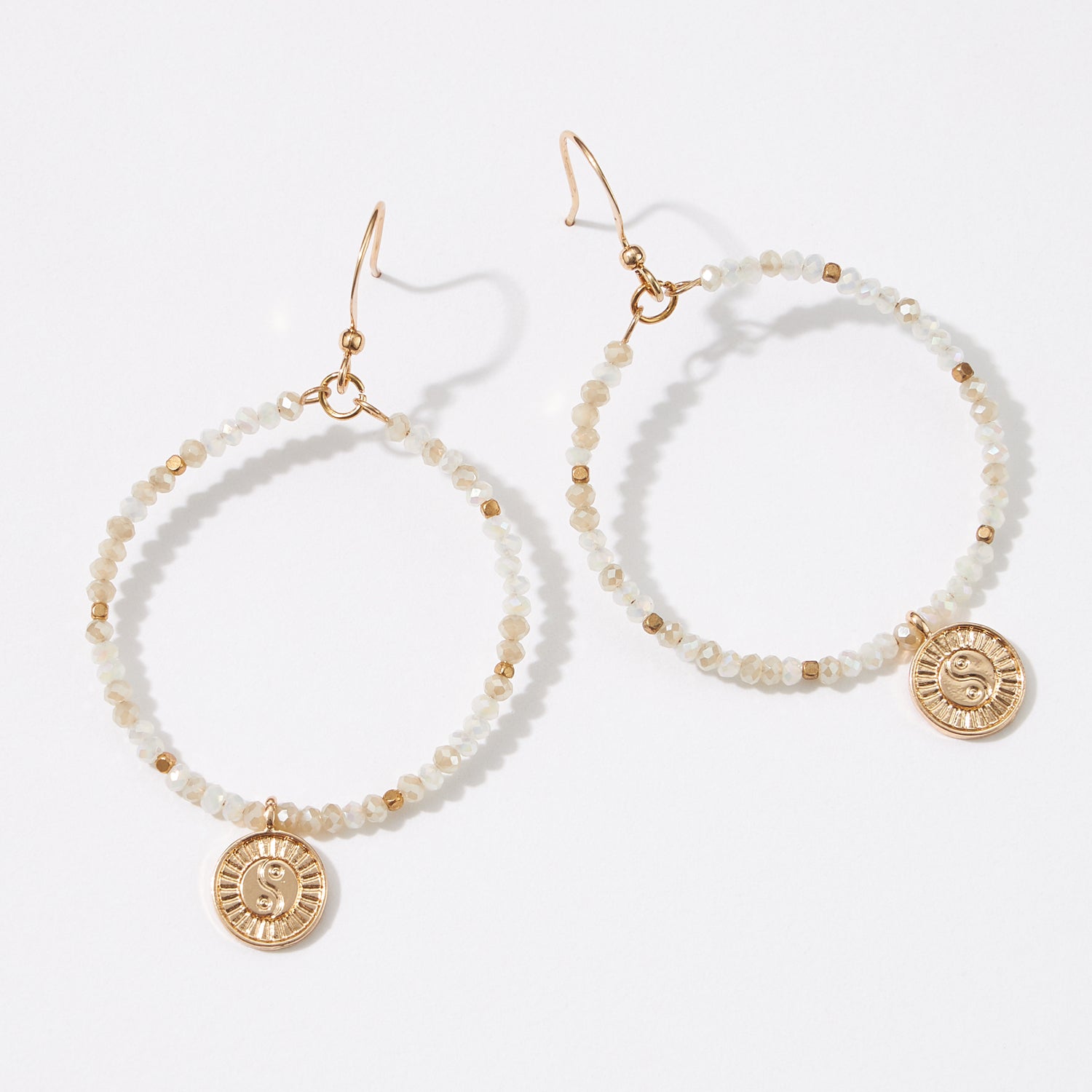 Beads Earrings with Ying Yang Charm
