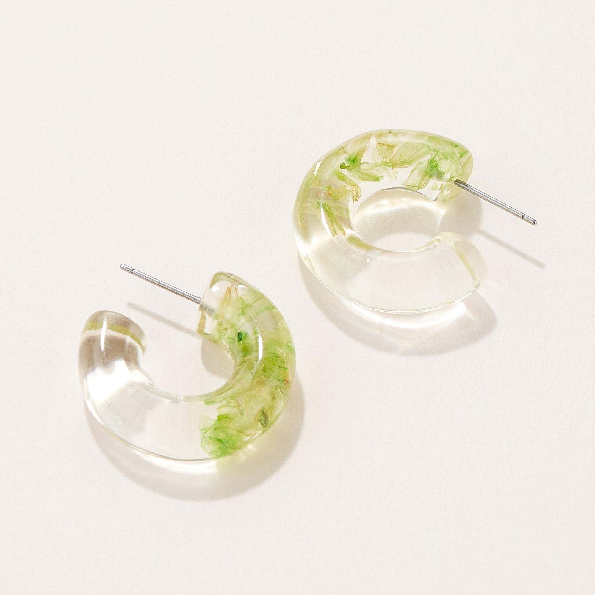 Pressed Flower Small Hoop Earrings
