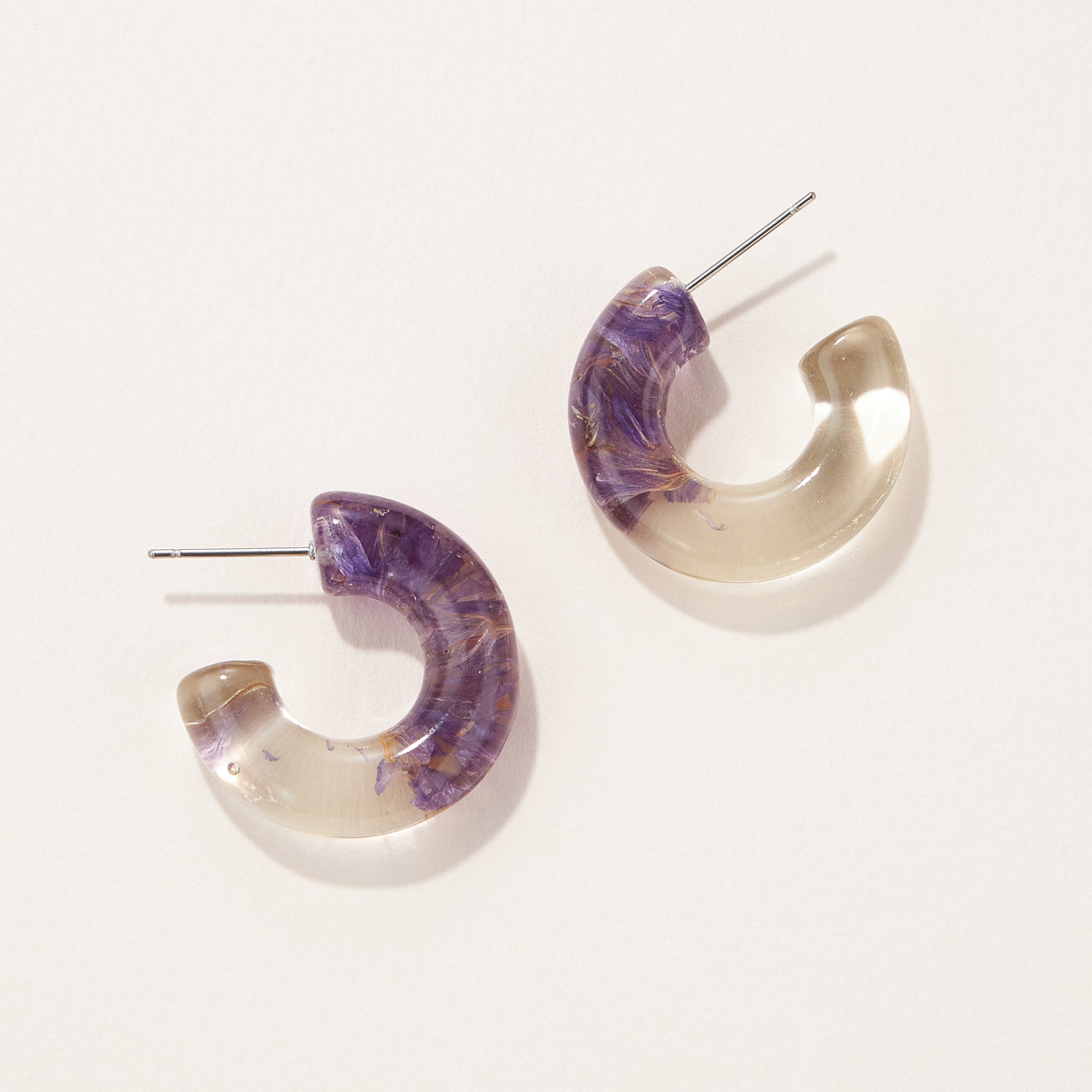 Pressed Flower Small Hoop Earrings