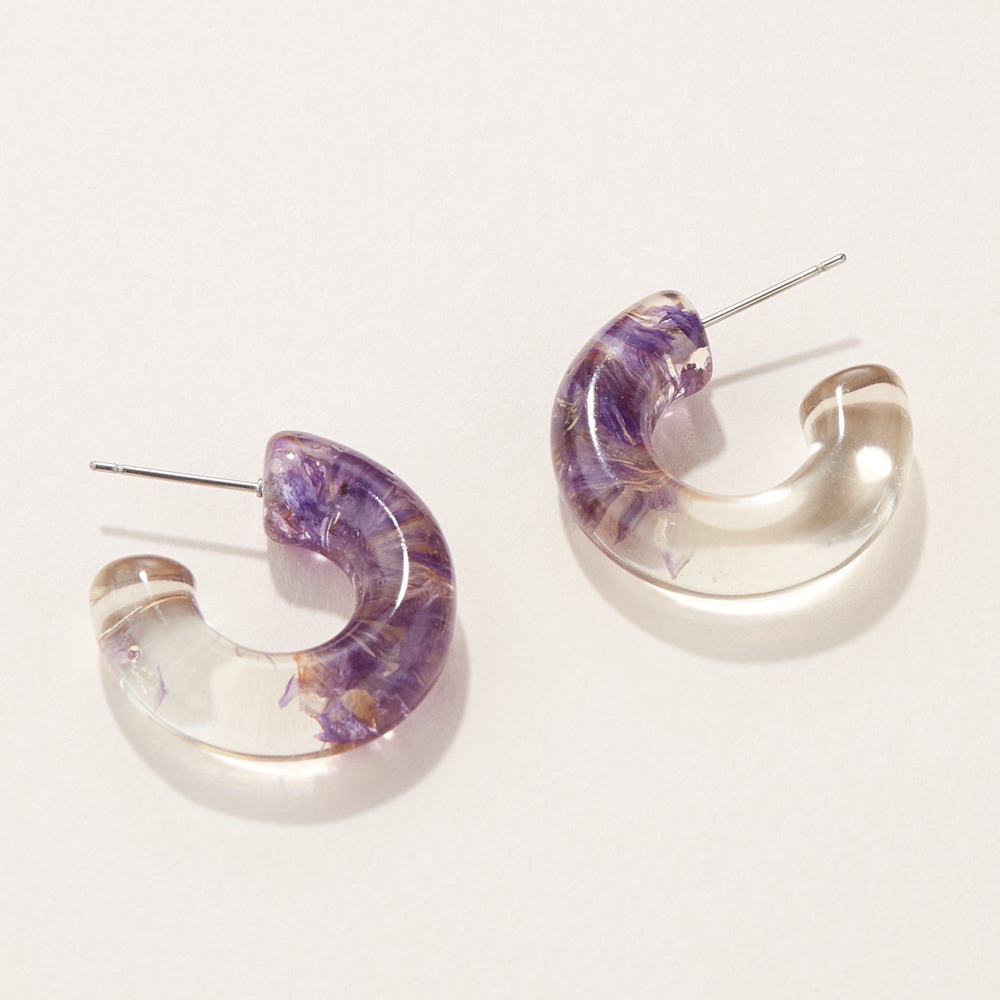 Pressed Flower Small Hoop Earrings