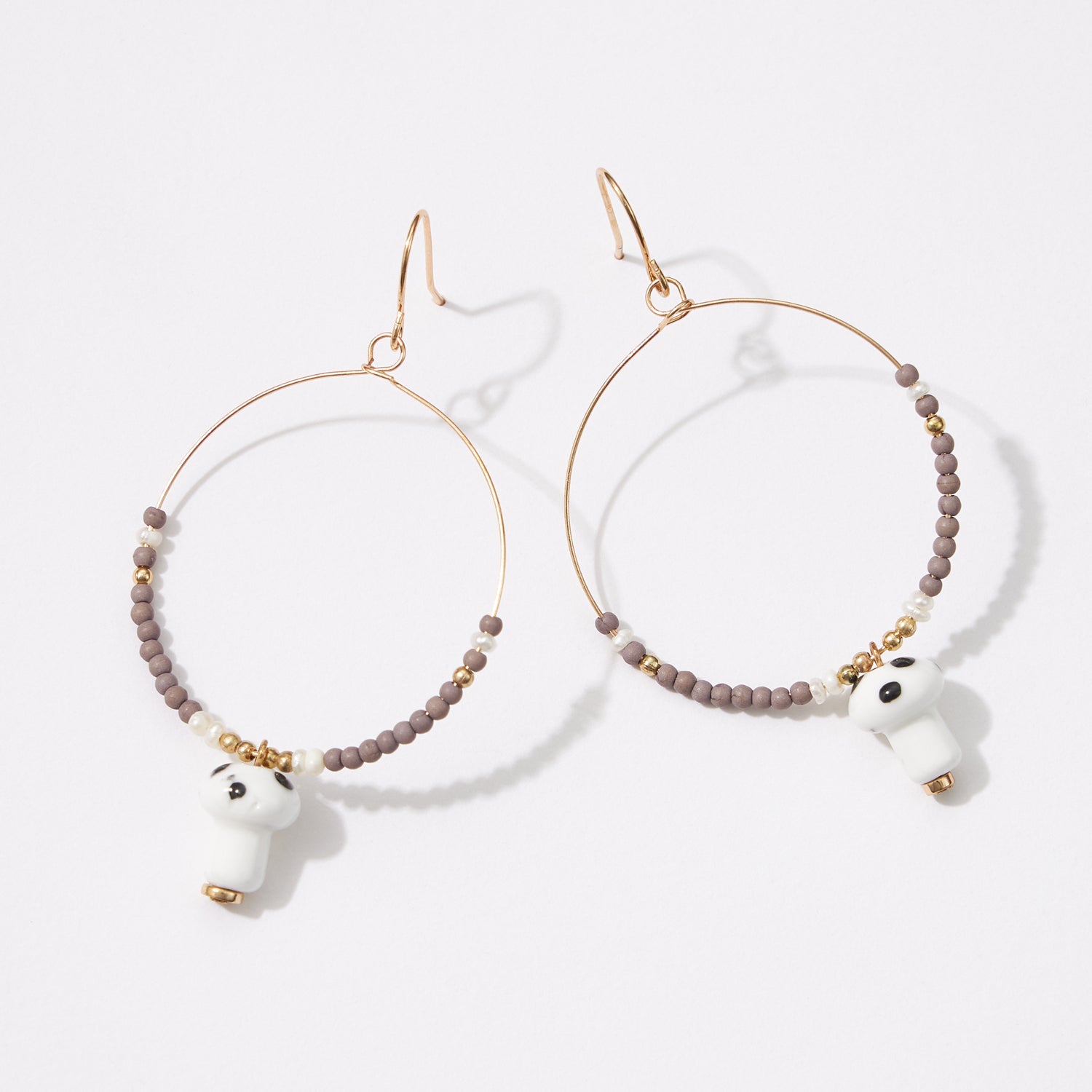 Seed Beads Earring with Cute Mushroom Pendants