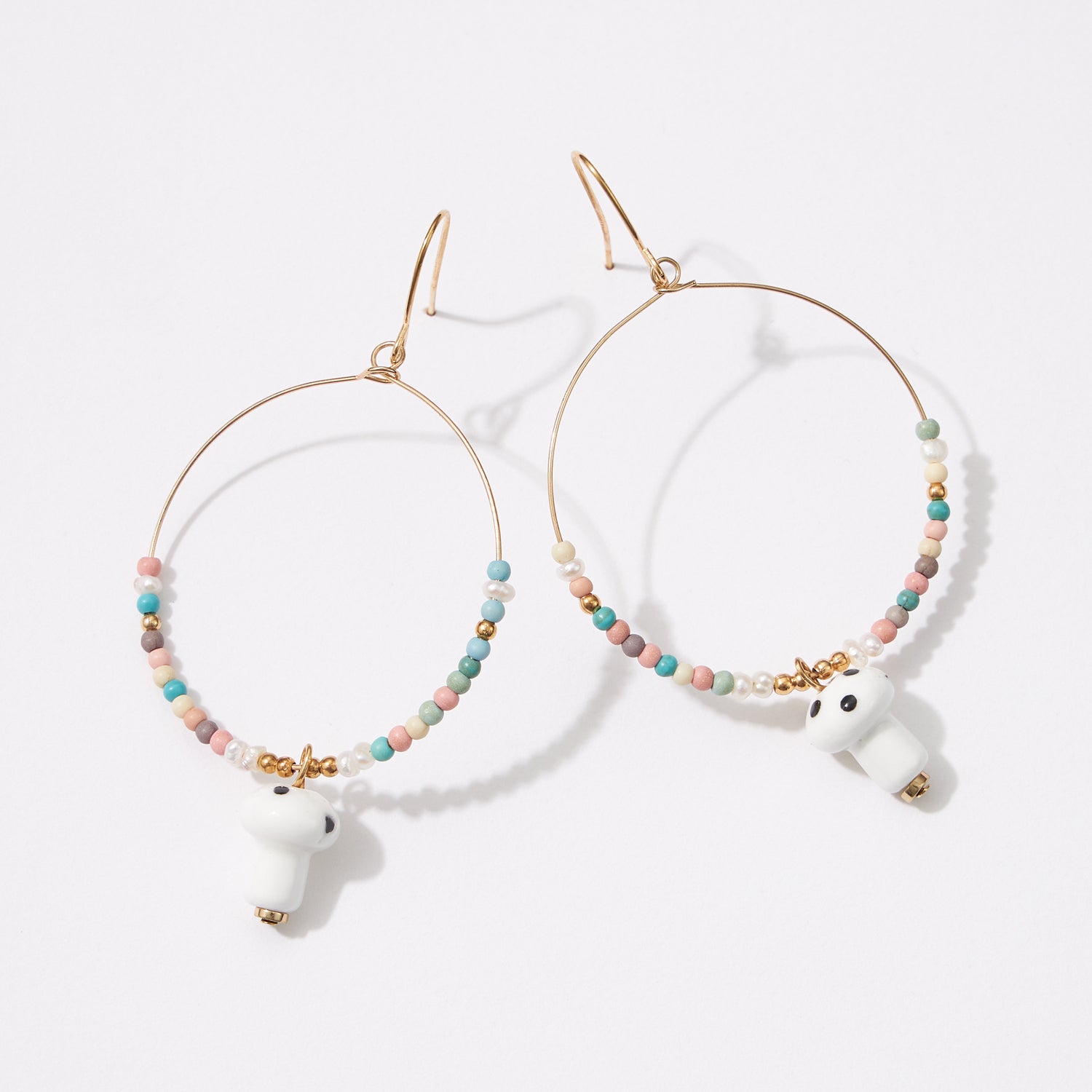Seed Beads Earring with Cute Mushroom Pendants