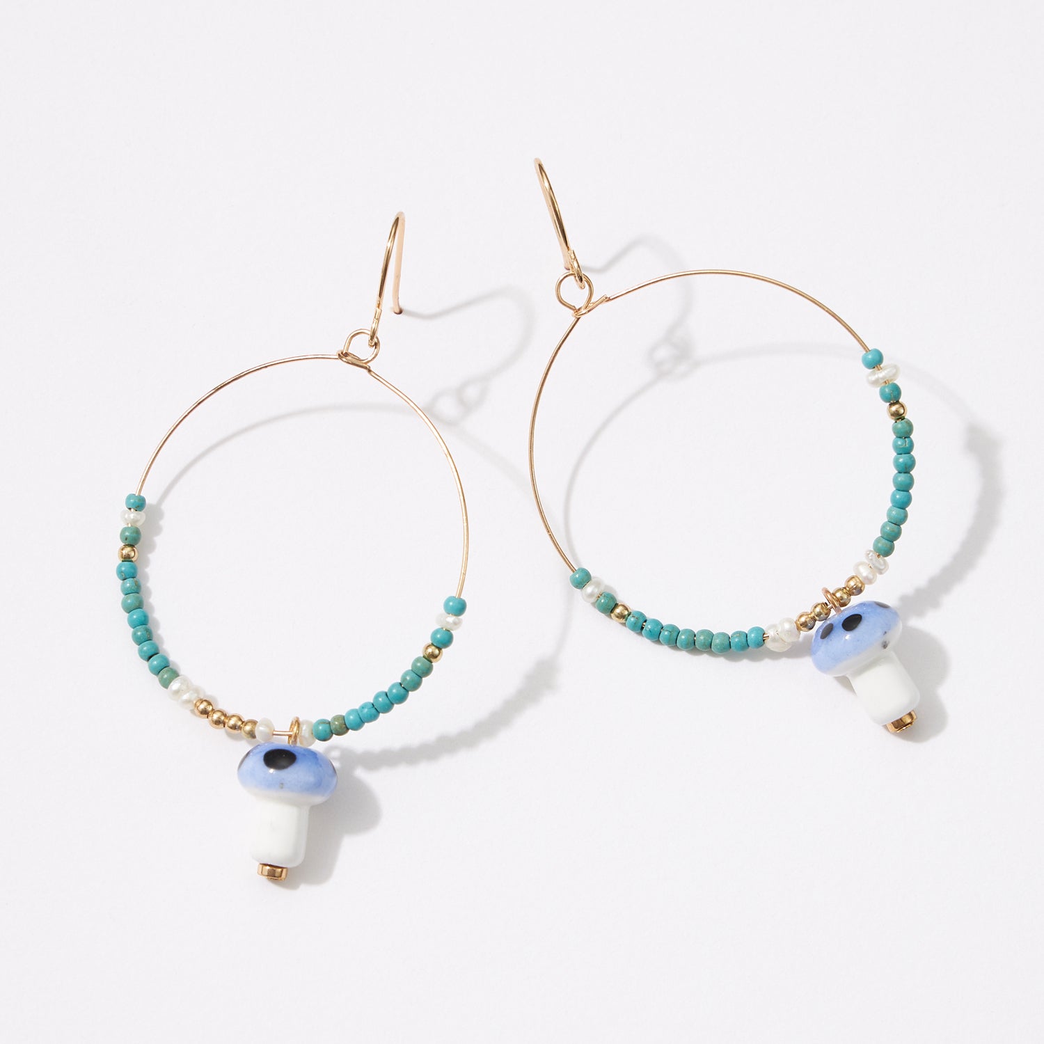 Seed Beads Earring with Cute Mushroom Pendants