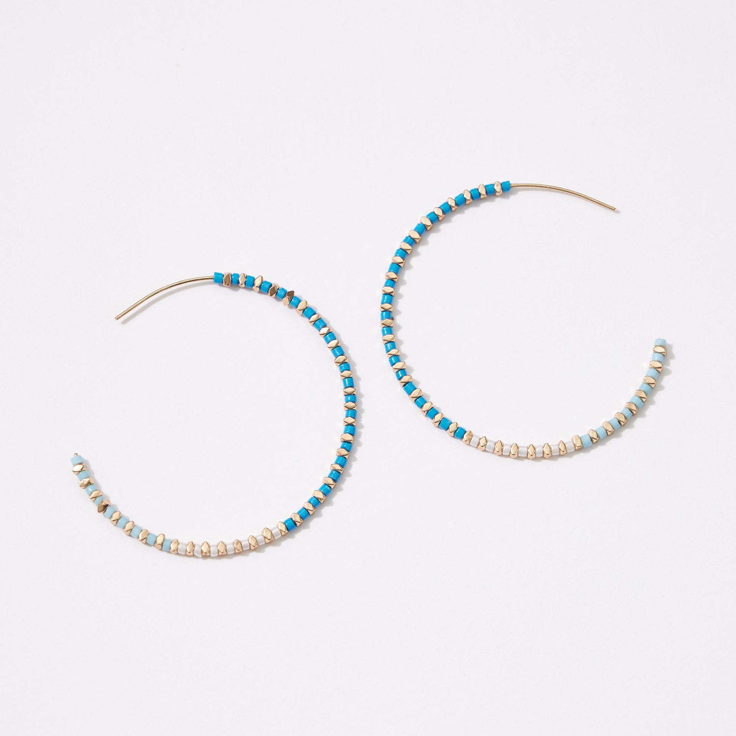 Seed Beads and Metal Mixed Hoop Earrings