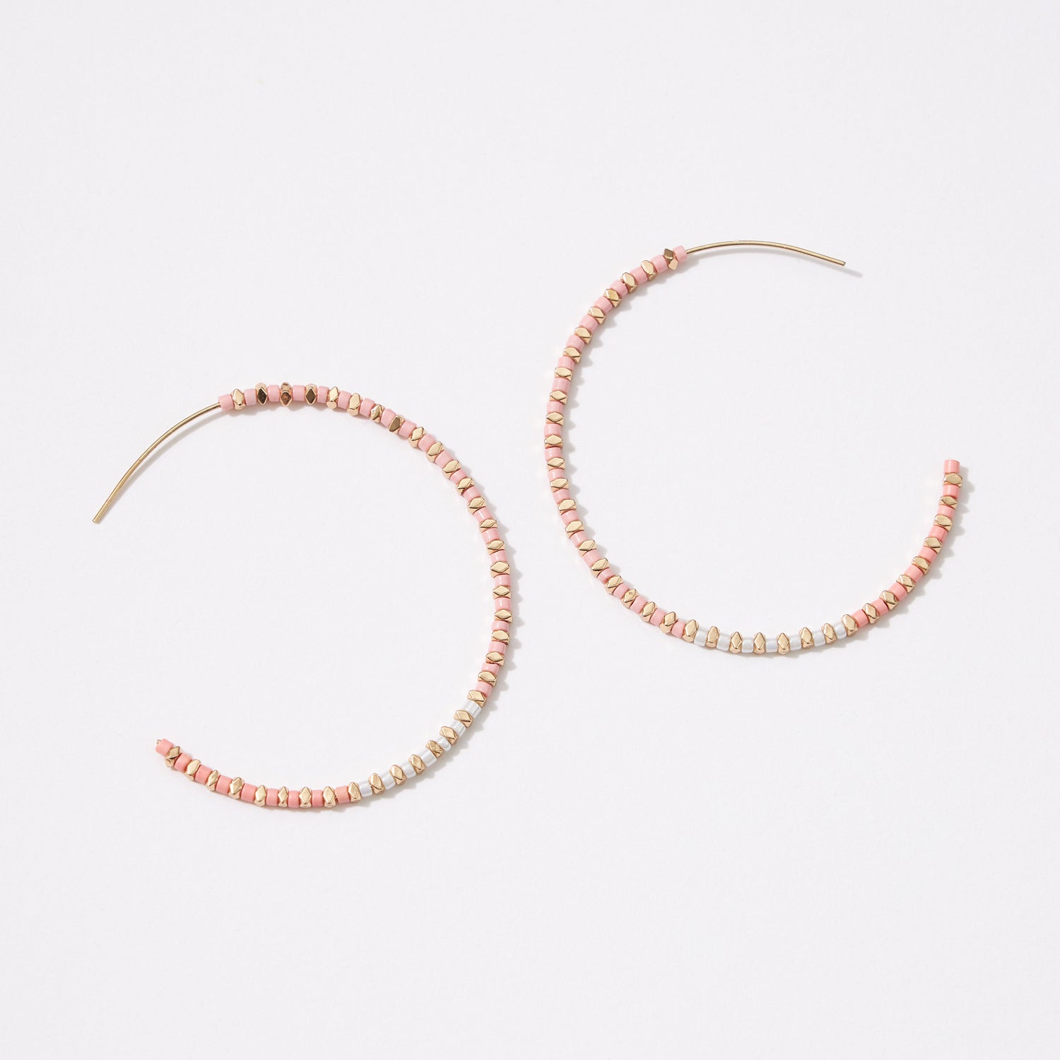 Seed Beads and Metal Mixed Hoop Earrings