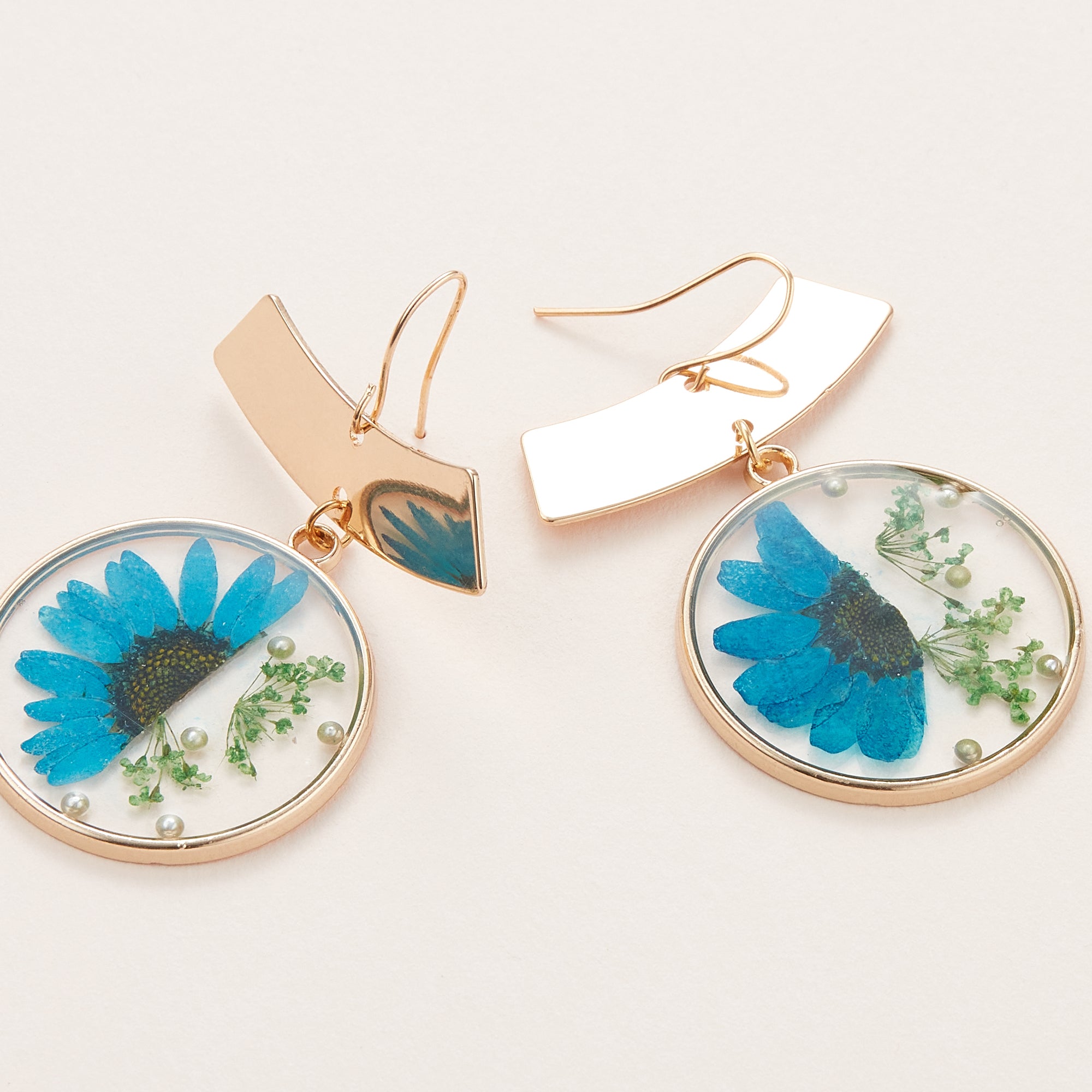 Pressed Flower Metal Statement Earrings