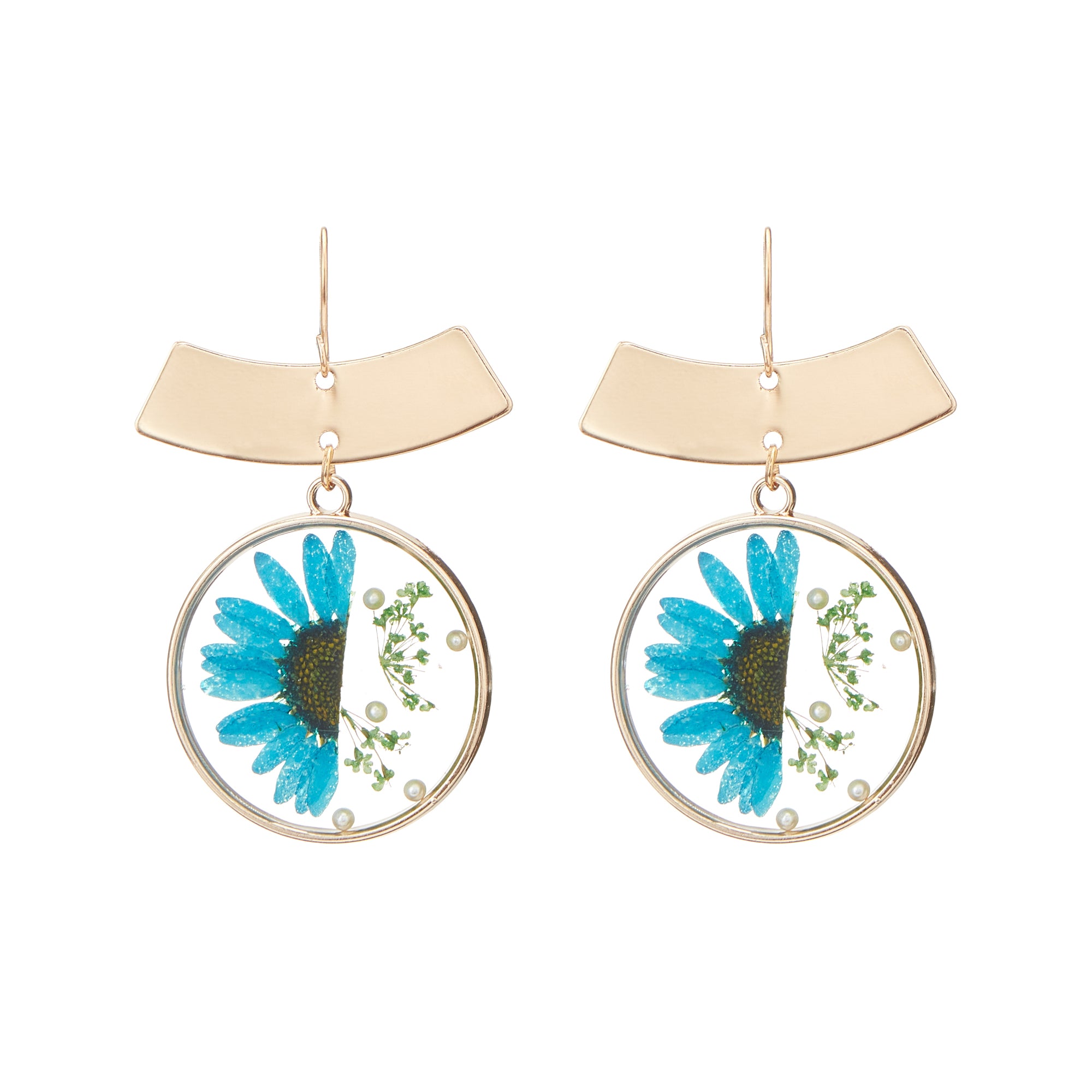 Pressed Flower Metal Statement Earrings