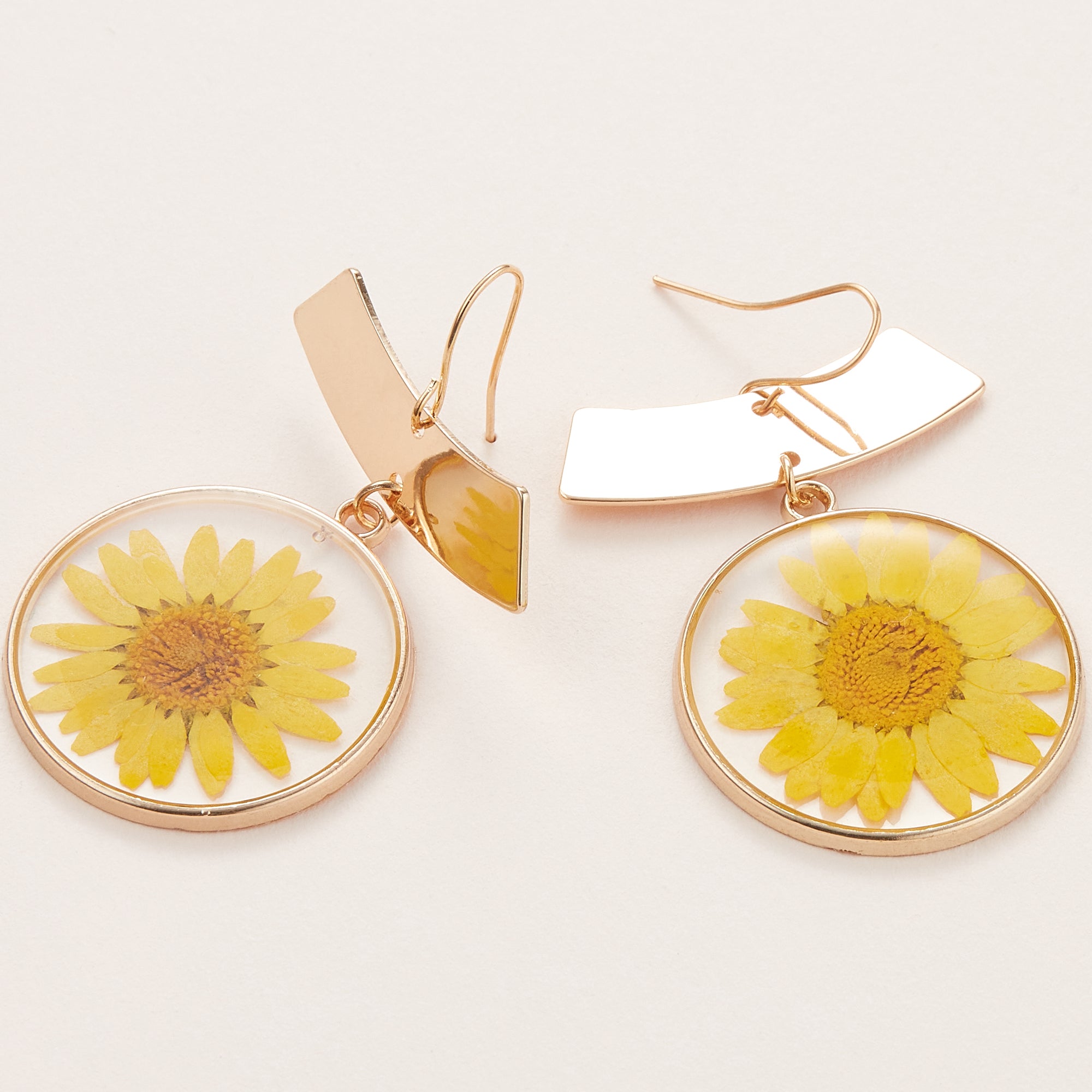 Pressed Flower Metal Statement Earrings