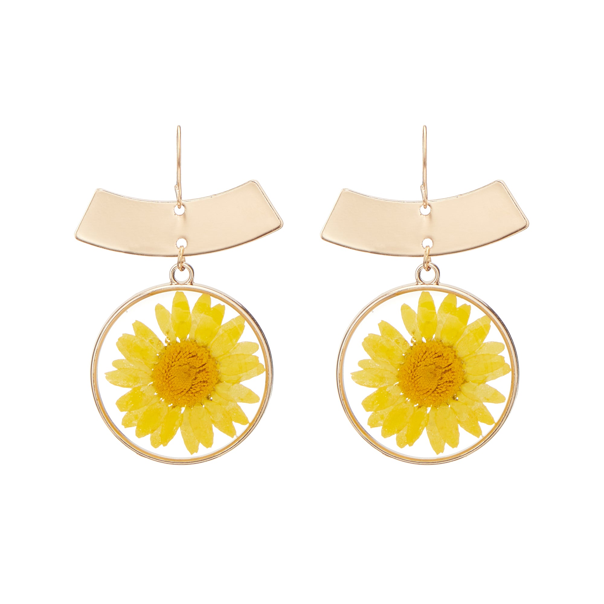 Pressed Flower Metal Statement Earrings