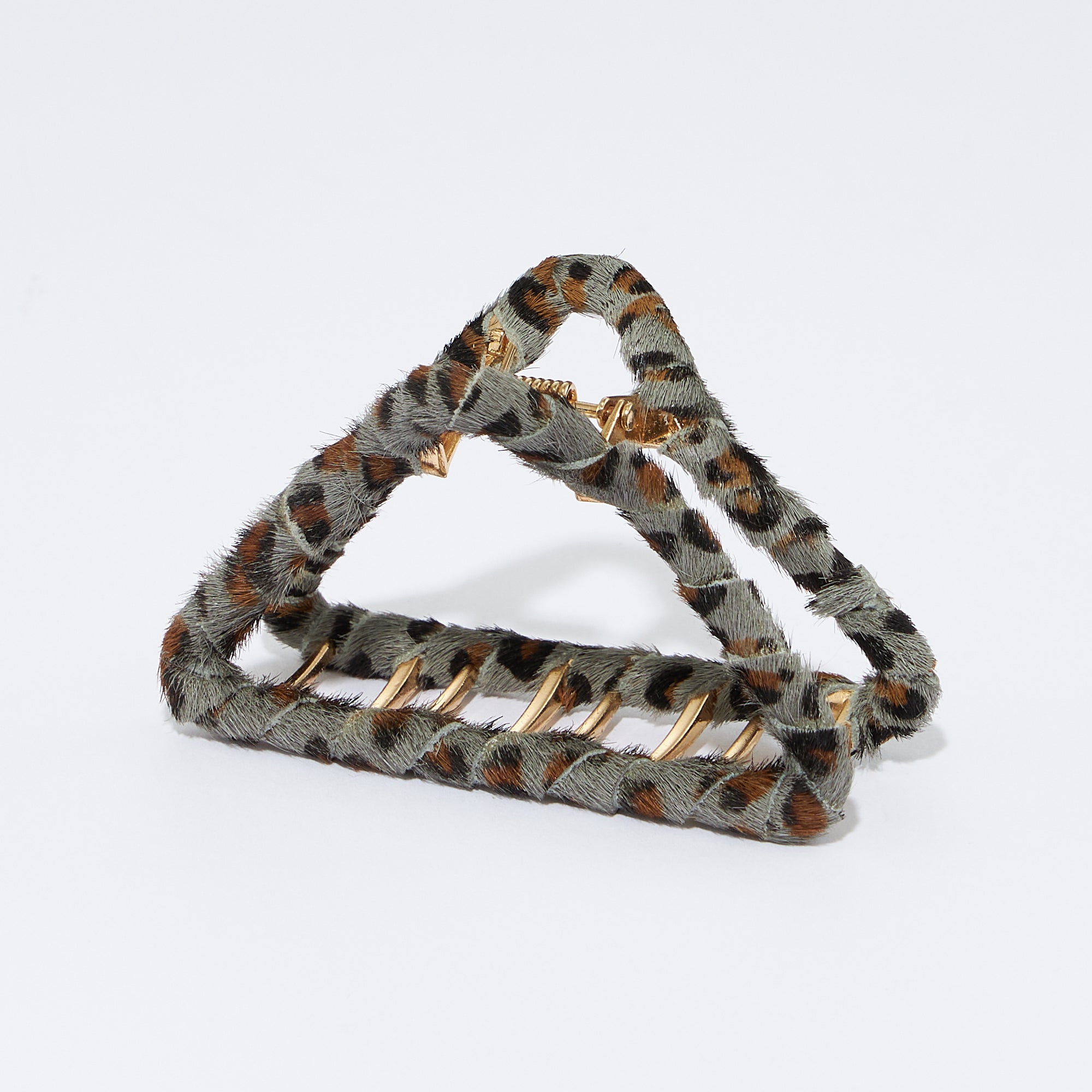 Animal Print Genuine Leather Medium Triangle Claw Hair Clips