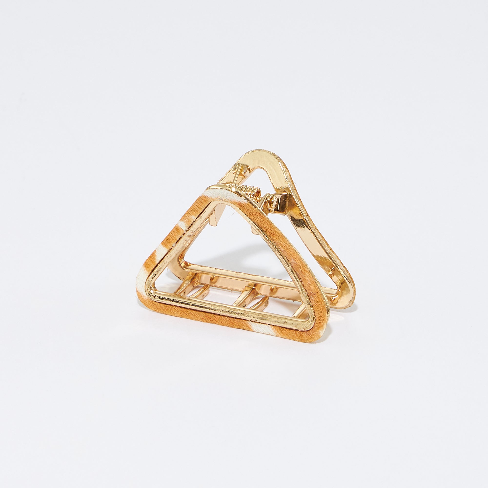 Animal Print Genuine Leather Small Triangle Claw Hair Clips