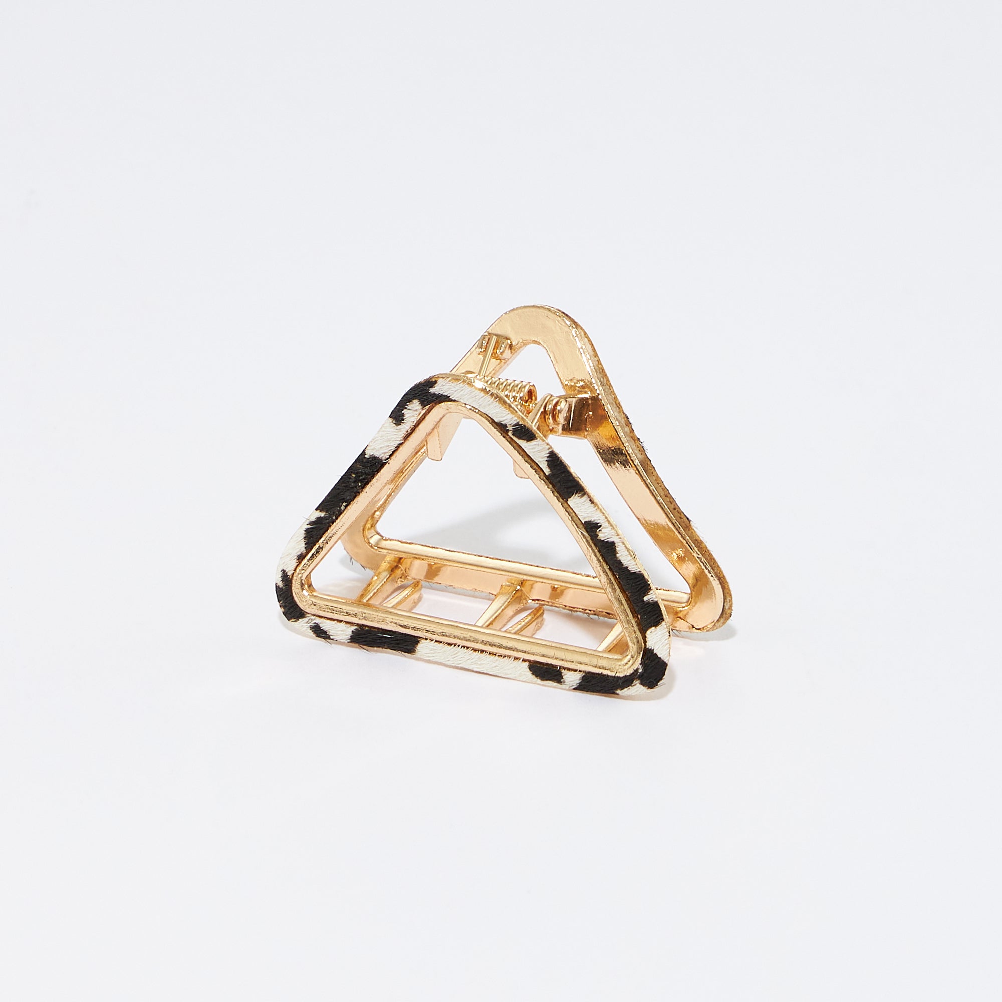 Animal Print Genuine Leather Small Triangle Claw Hair Clips