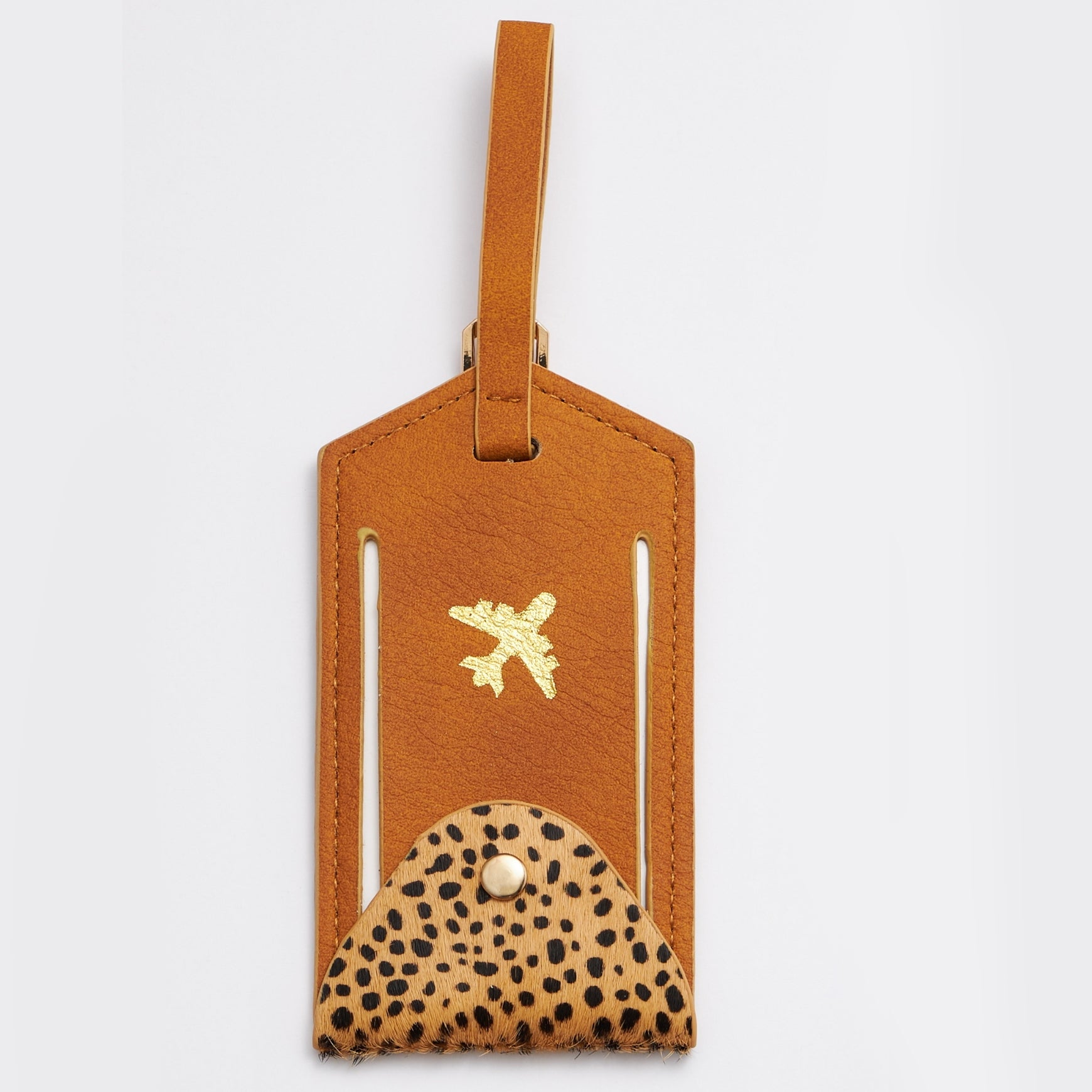 Genuine Leather Animal Print Luggage Tag - Frem