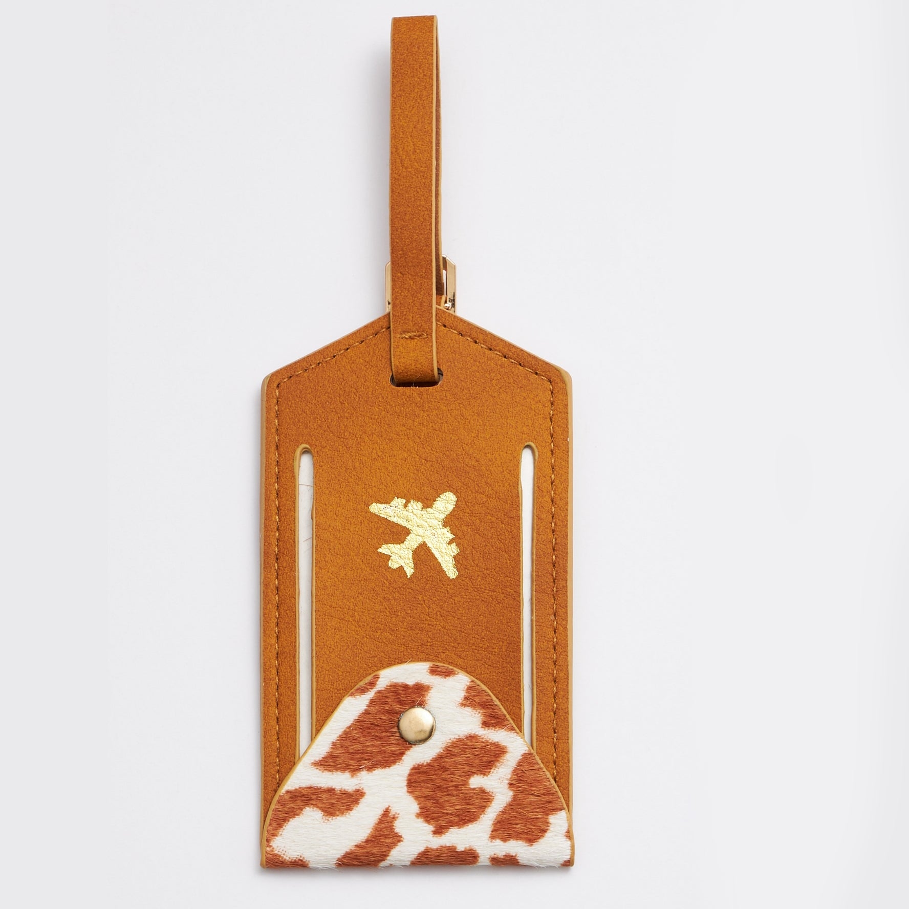 Genuine Leather Animal Print Luggage Tag - Frem