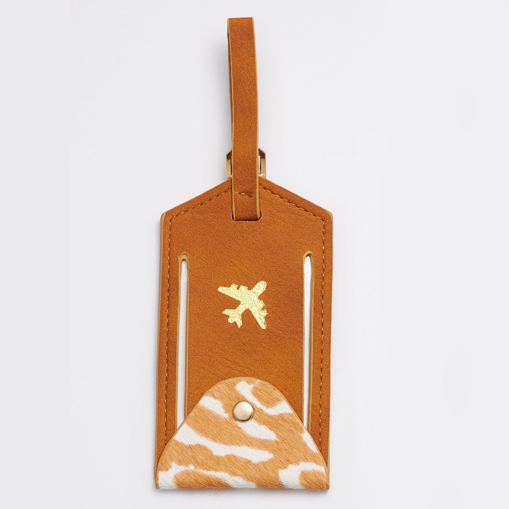 Genuine Leather Animal Print Luggage Tag - Frem