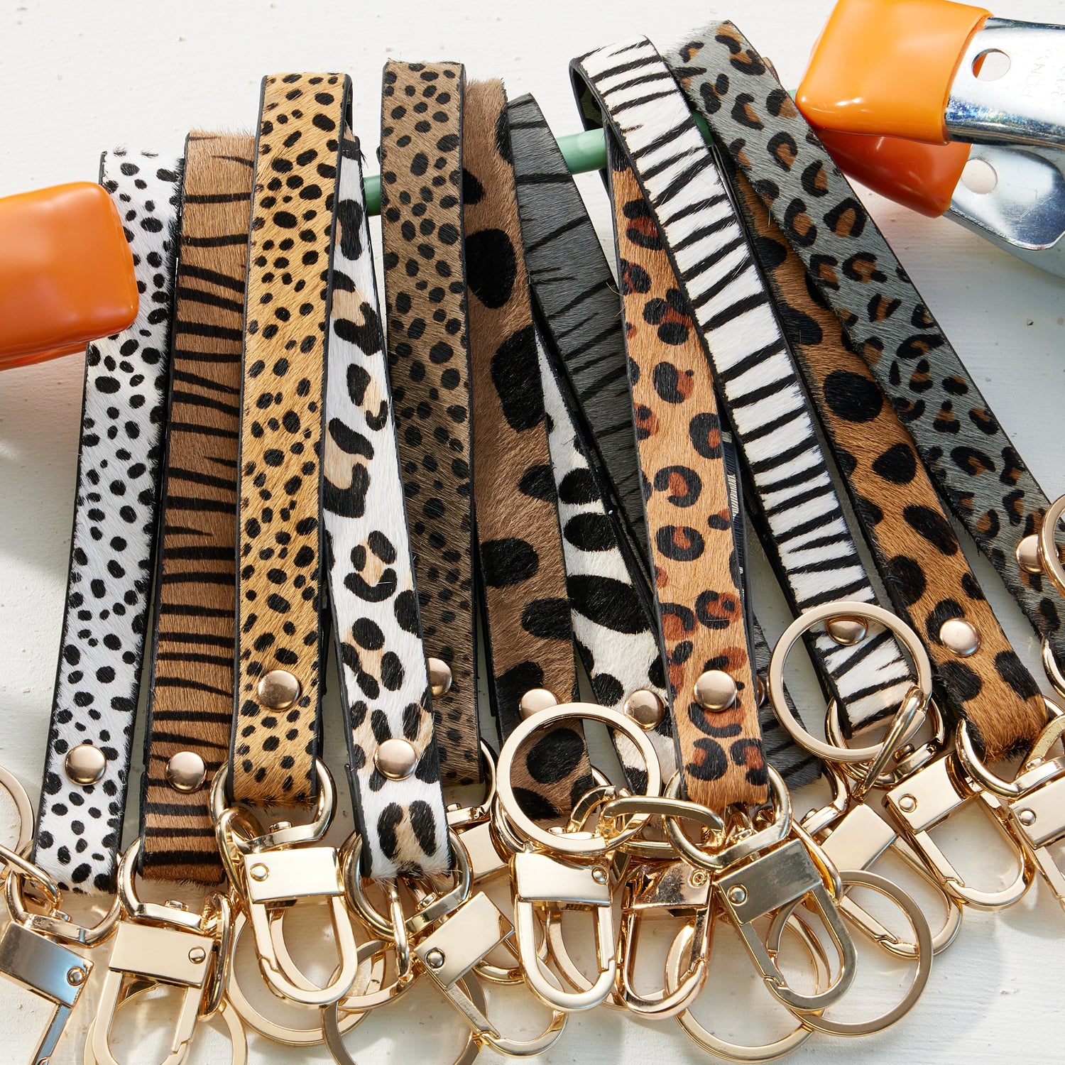 Calfskin Lanyard Keychain with O ring