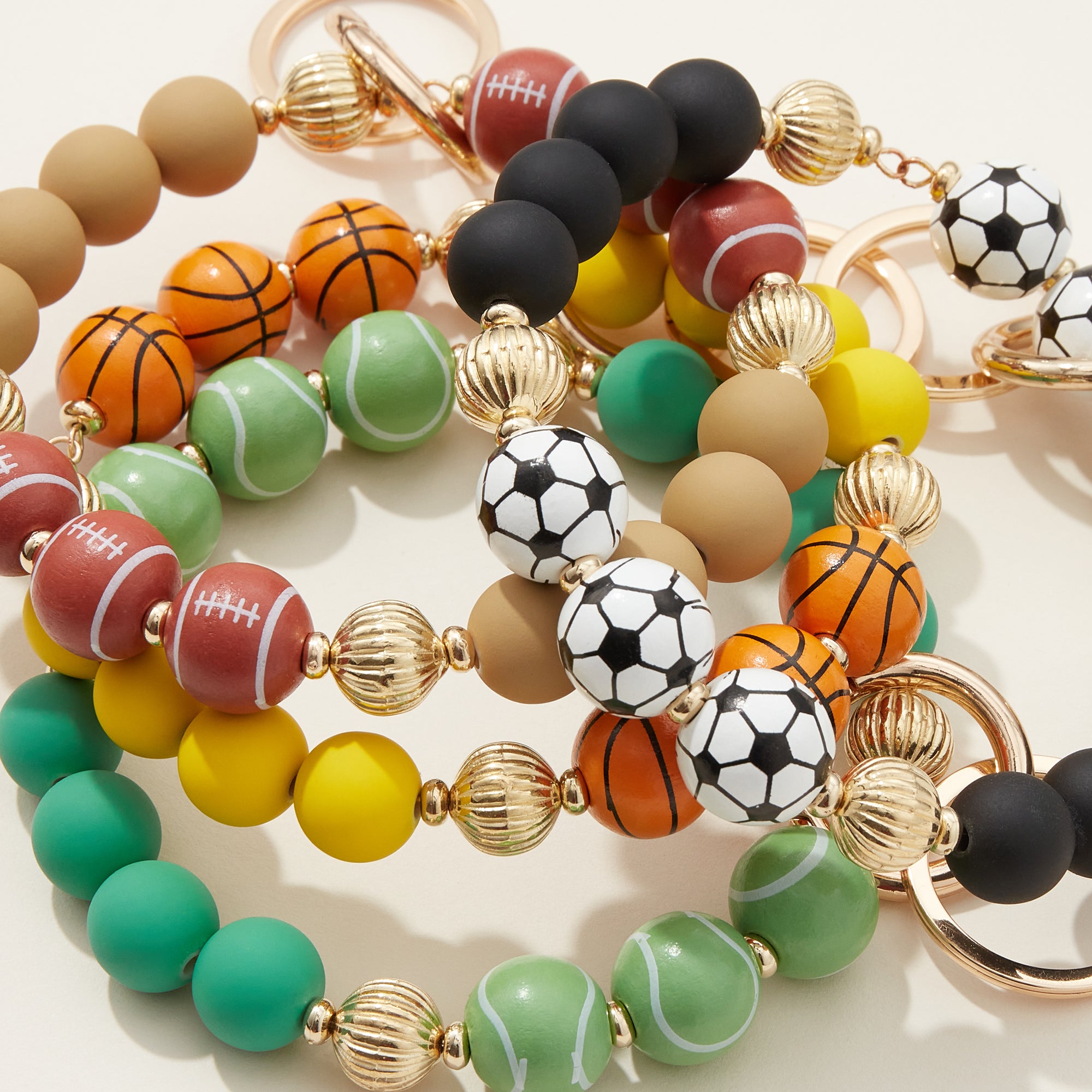 Ball Games Silicone Coated Bracelet Keychains