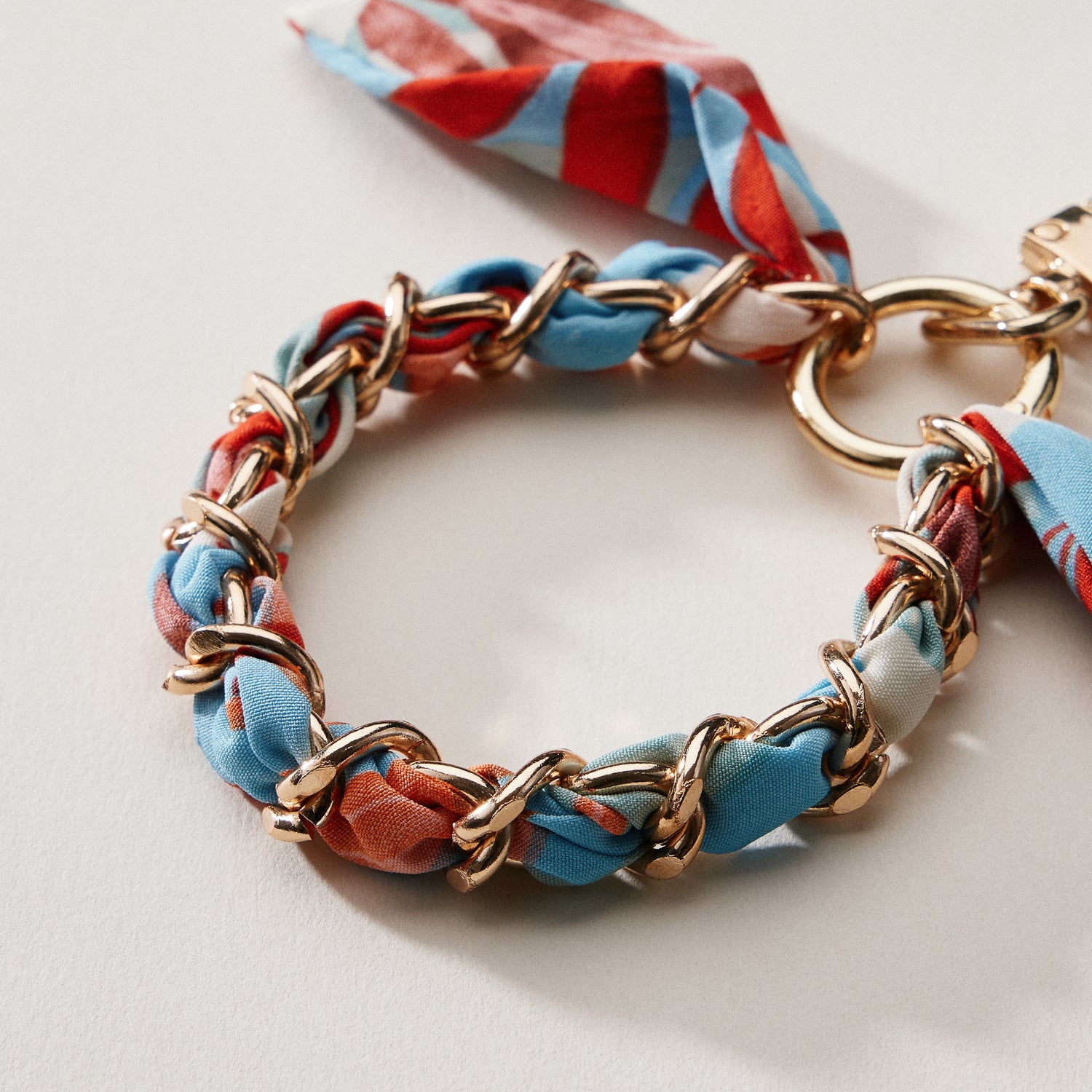 Silk Scarf Chain Wristlet Keychain – Gold Chain Acent