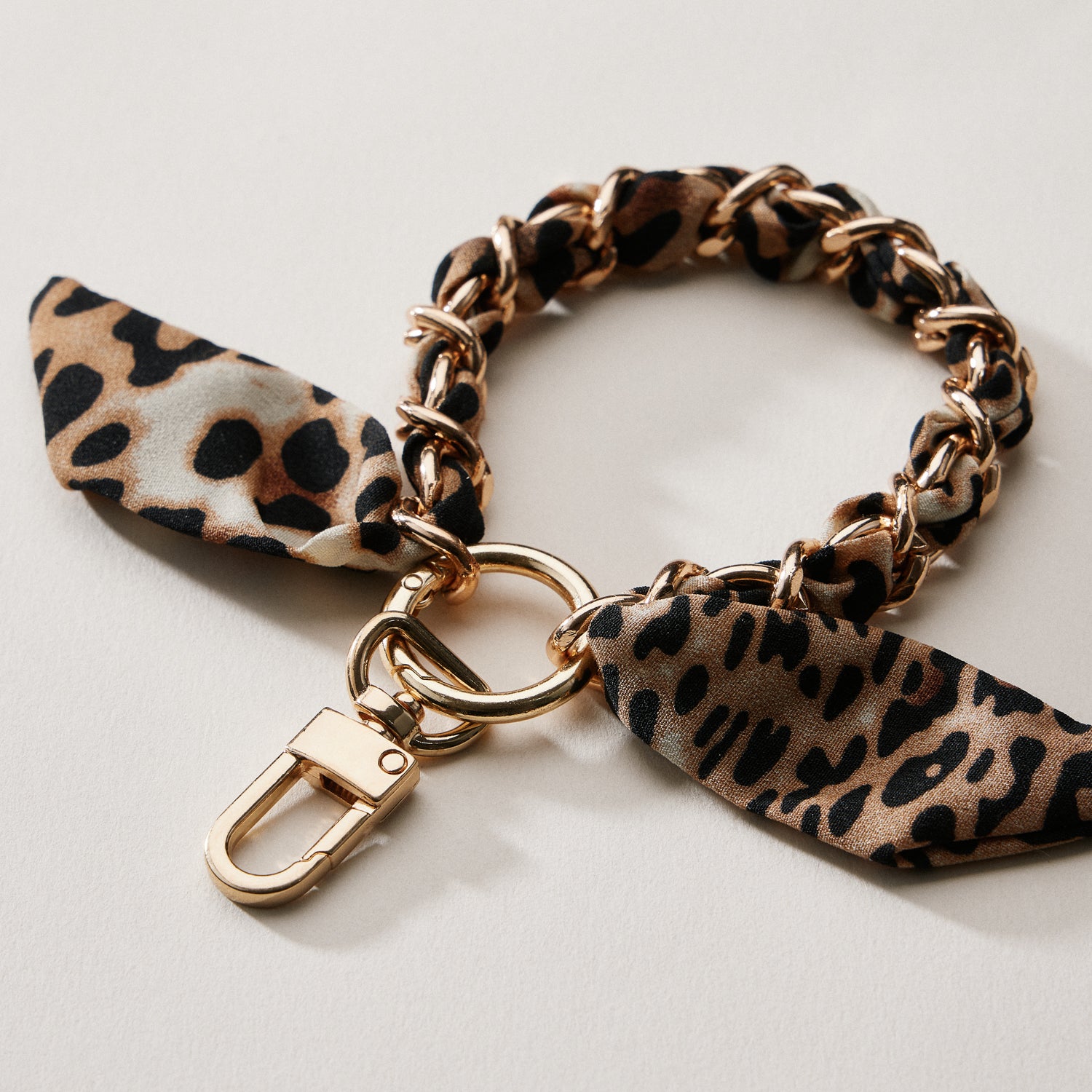 Silk Scarf Chain Wristlet Keychain – Gold Chain Acent