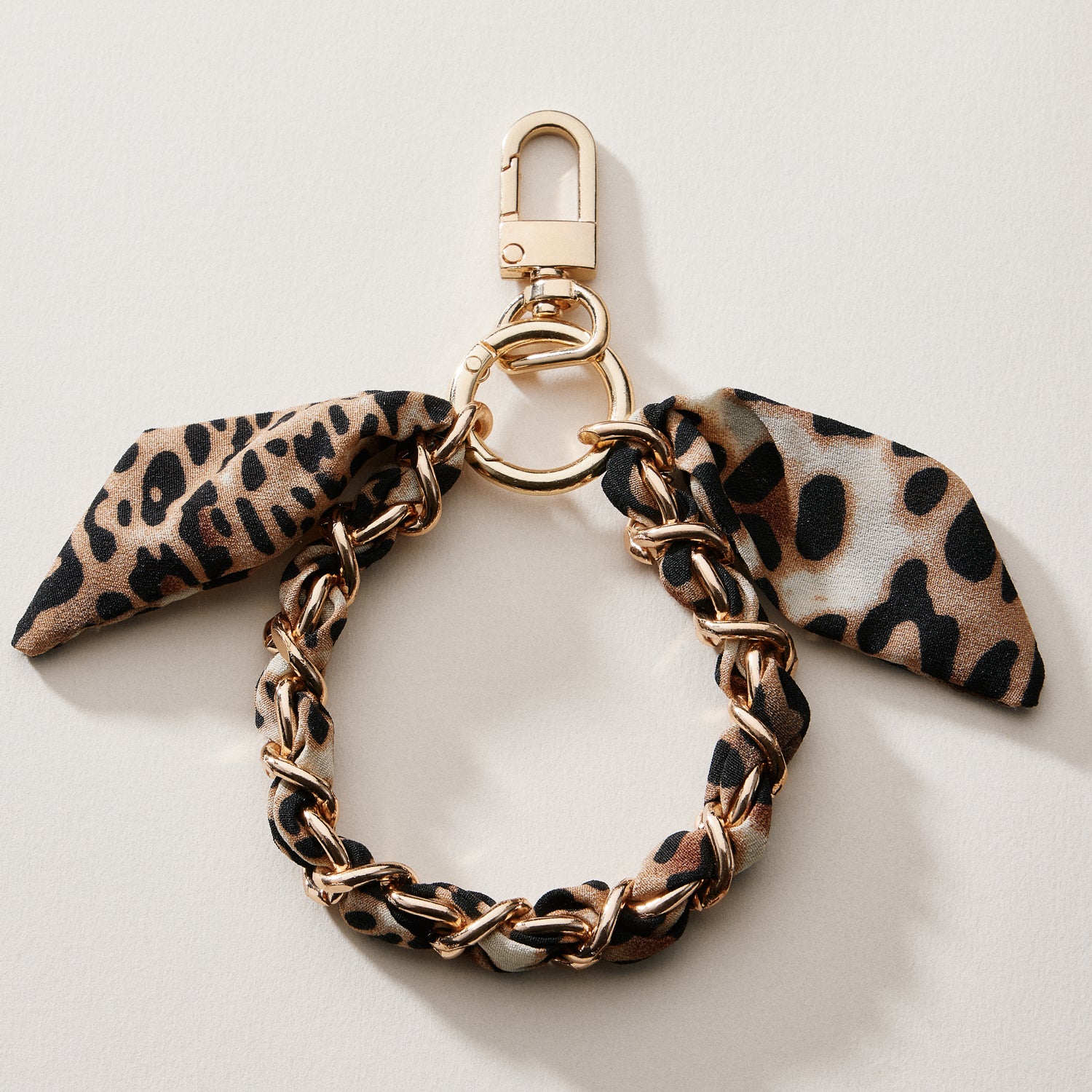 Silk Scarf Chain Wristlet Keychain – Gold Chain Acent