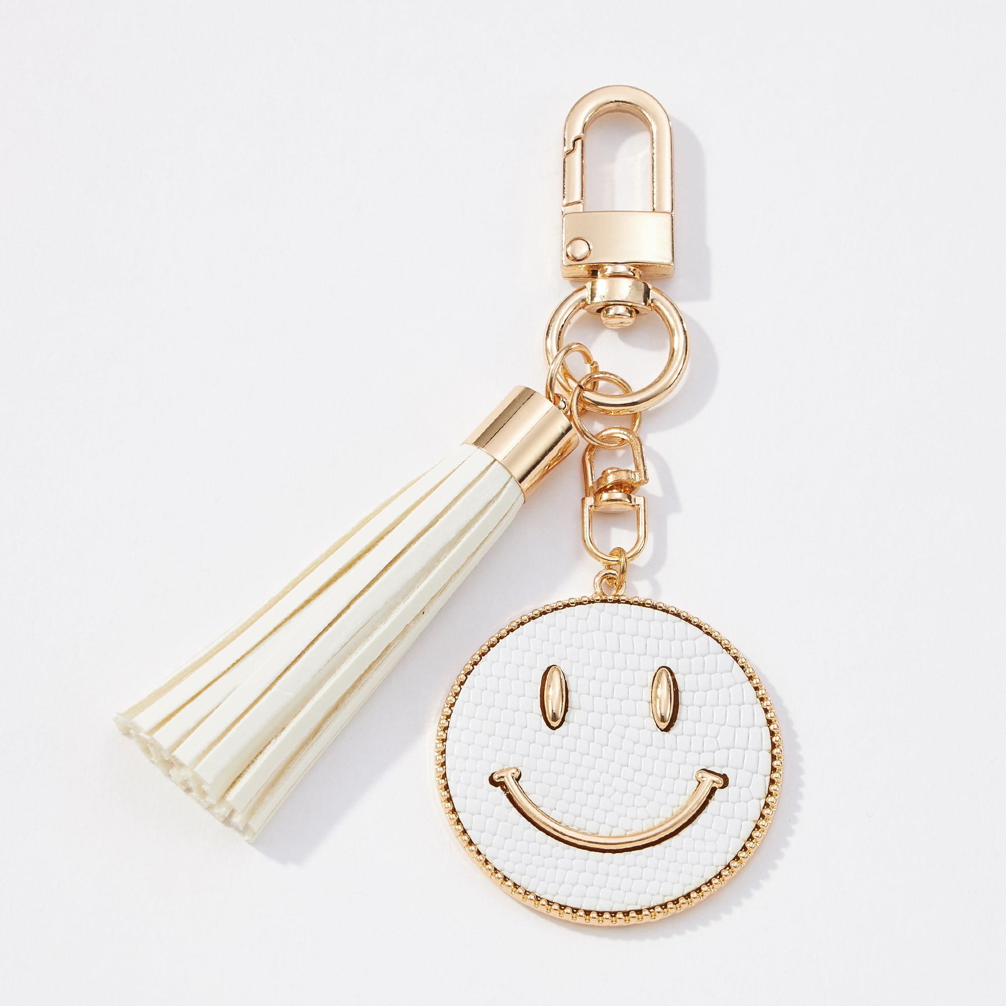 Smiley Face Coin Keychain with Tassel