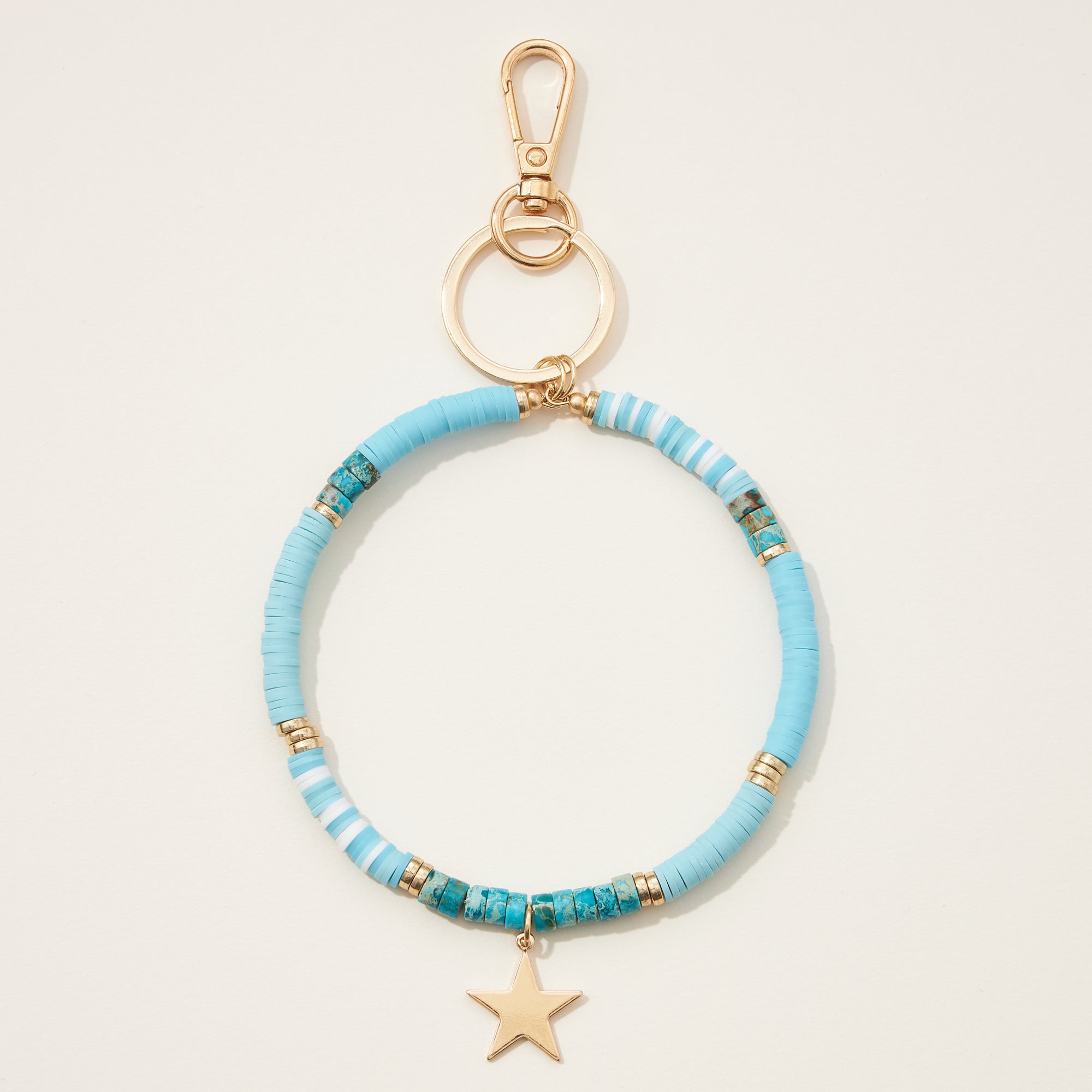 Natural Stone Beaded Bracelet Keychain