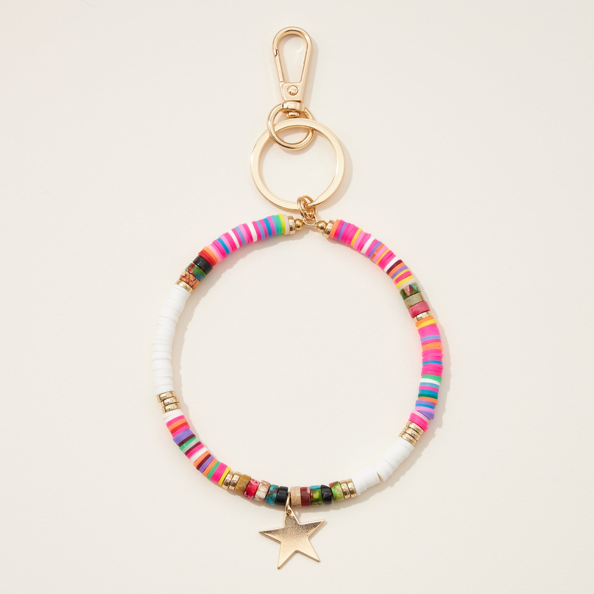 Natural Stone Beaded Bracelet Keychain