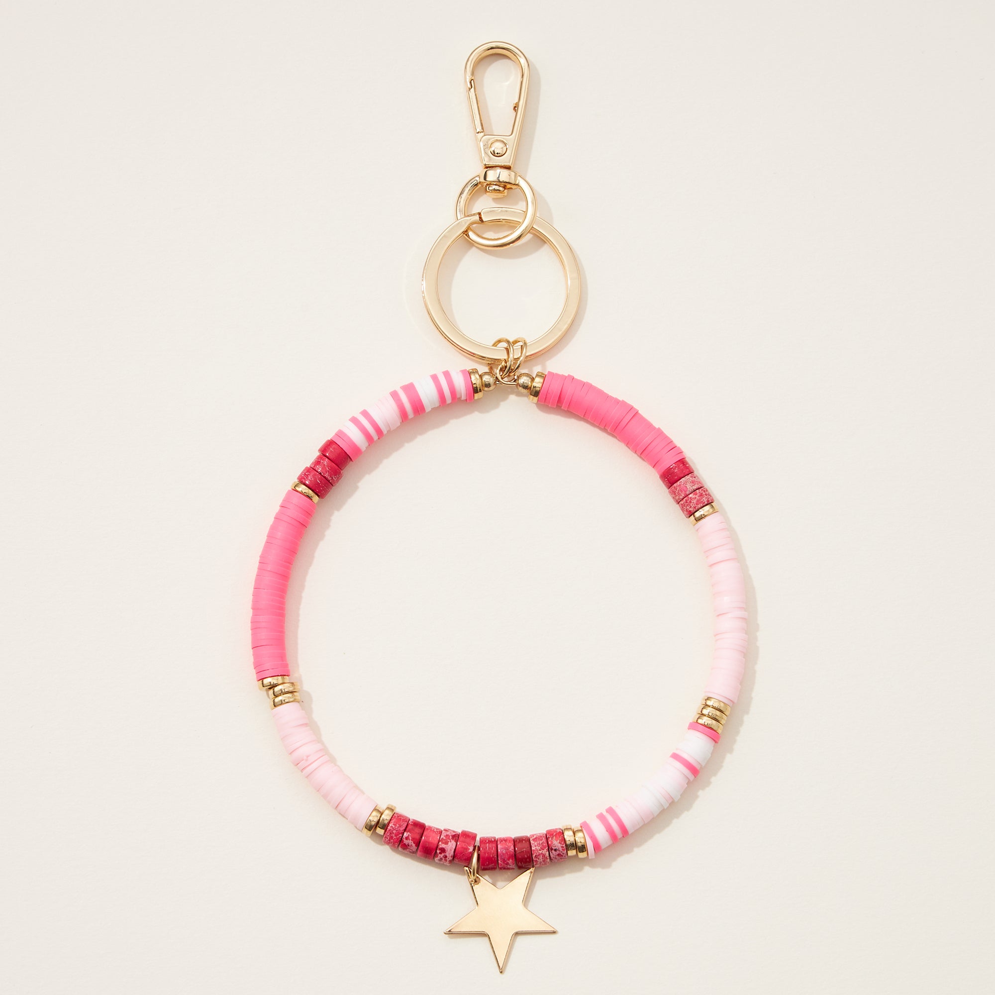Natural Stone Beaded Bracelet Keychain
