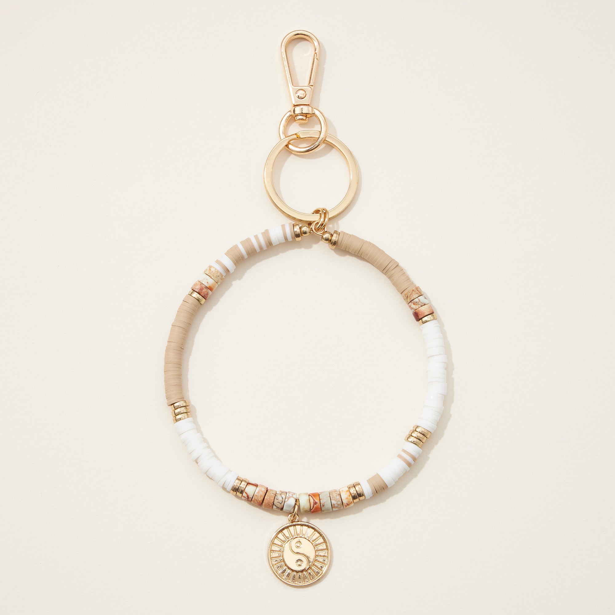 Yin Yang Pendant Natural Stone Bead Bracelet Keychain