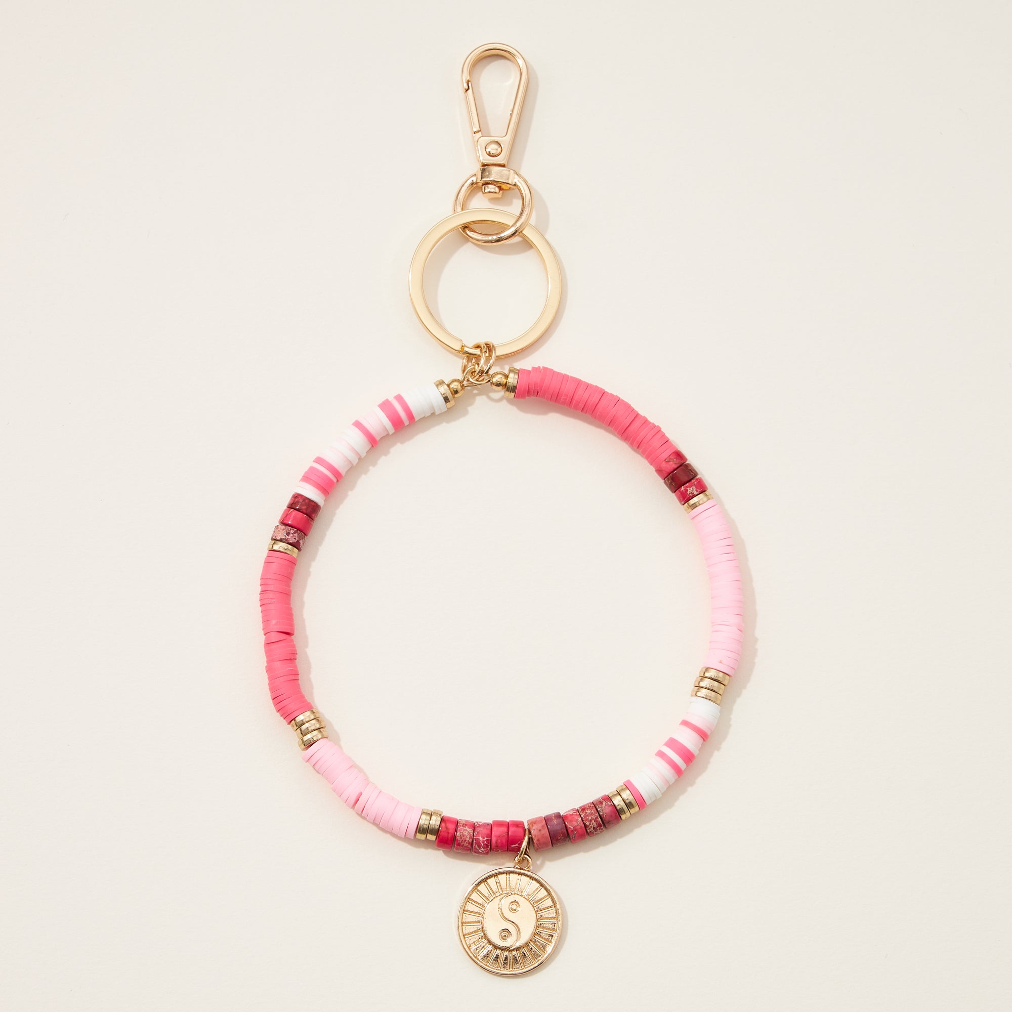 Yin Yang Pendant Natural Stone Bead Bracelet Keychain