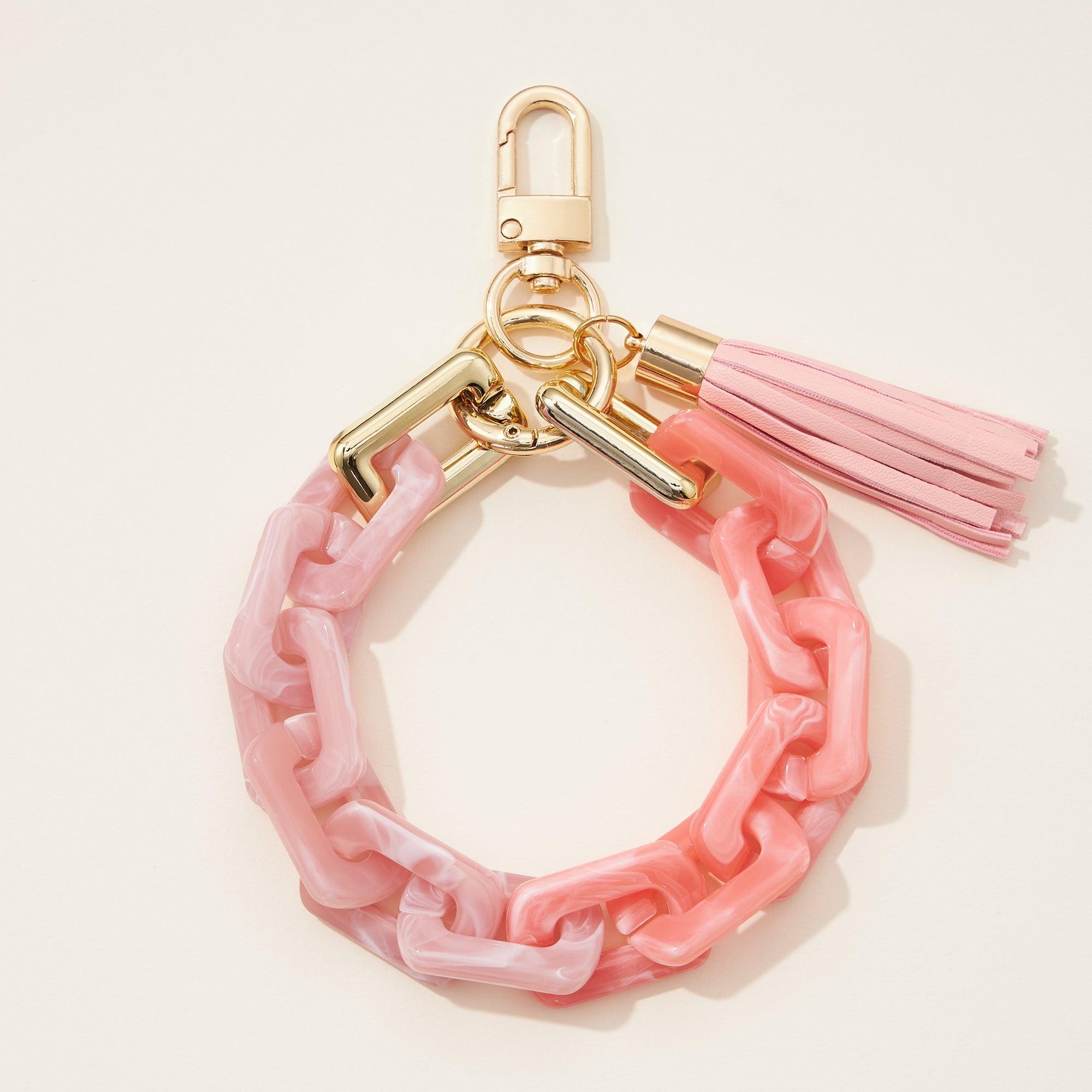 Two Tone Mixed Resin Chain Keychains with Tassel