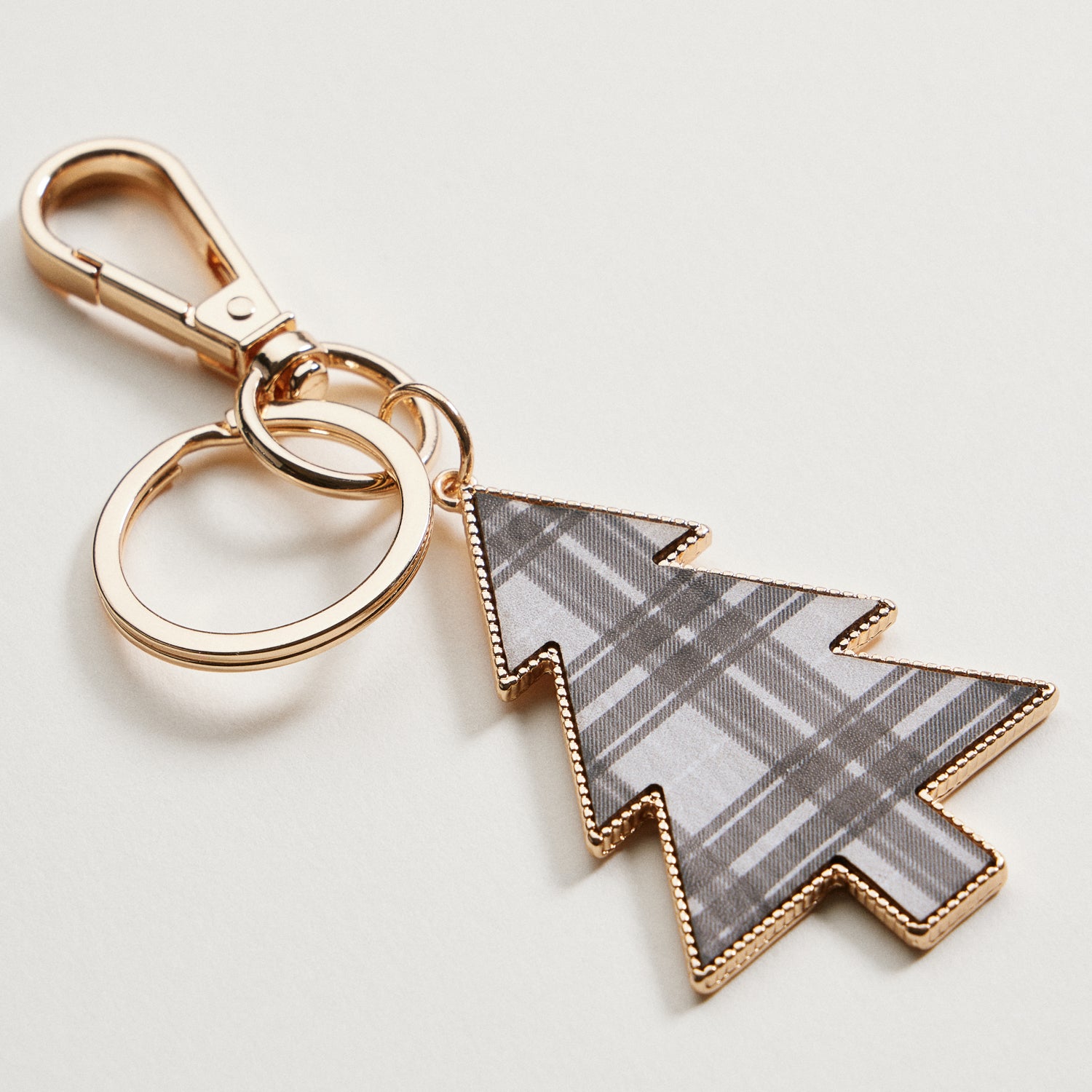 Tartan Christmas Tree Keychain | Faux Leather Holiday Bag Charm