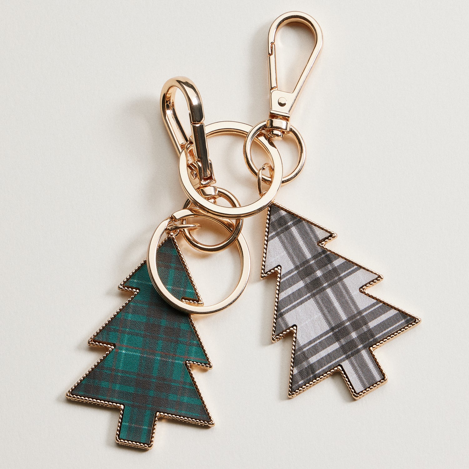 Tartan Christmas Tree Keychain | Faux Leather Holiday Bag Charm