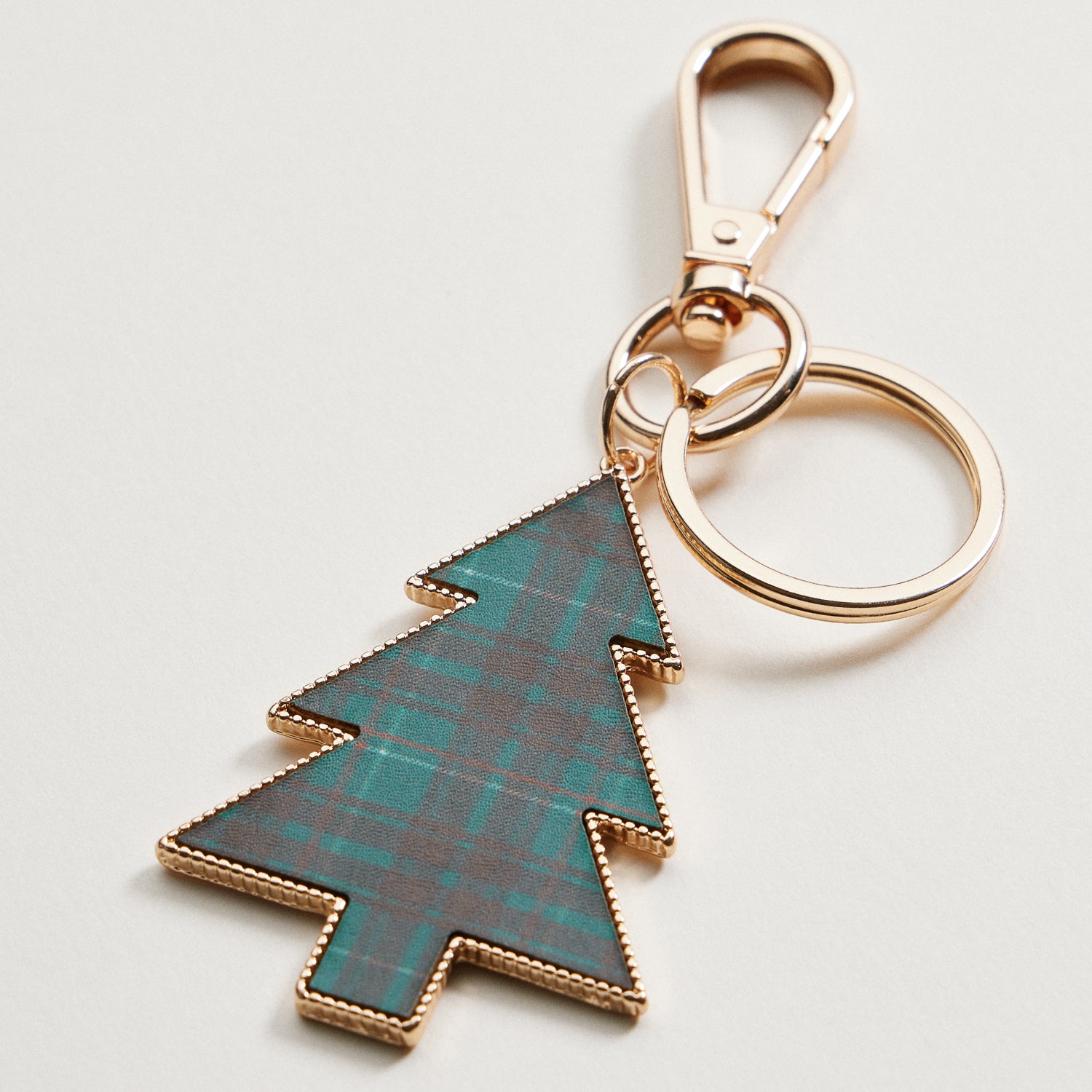 Tartan Christmas Tree Keychain | Faux Leather Holiday Bag Charm