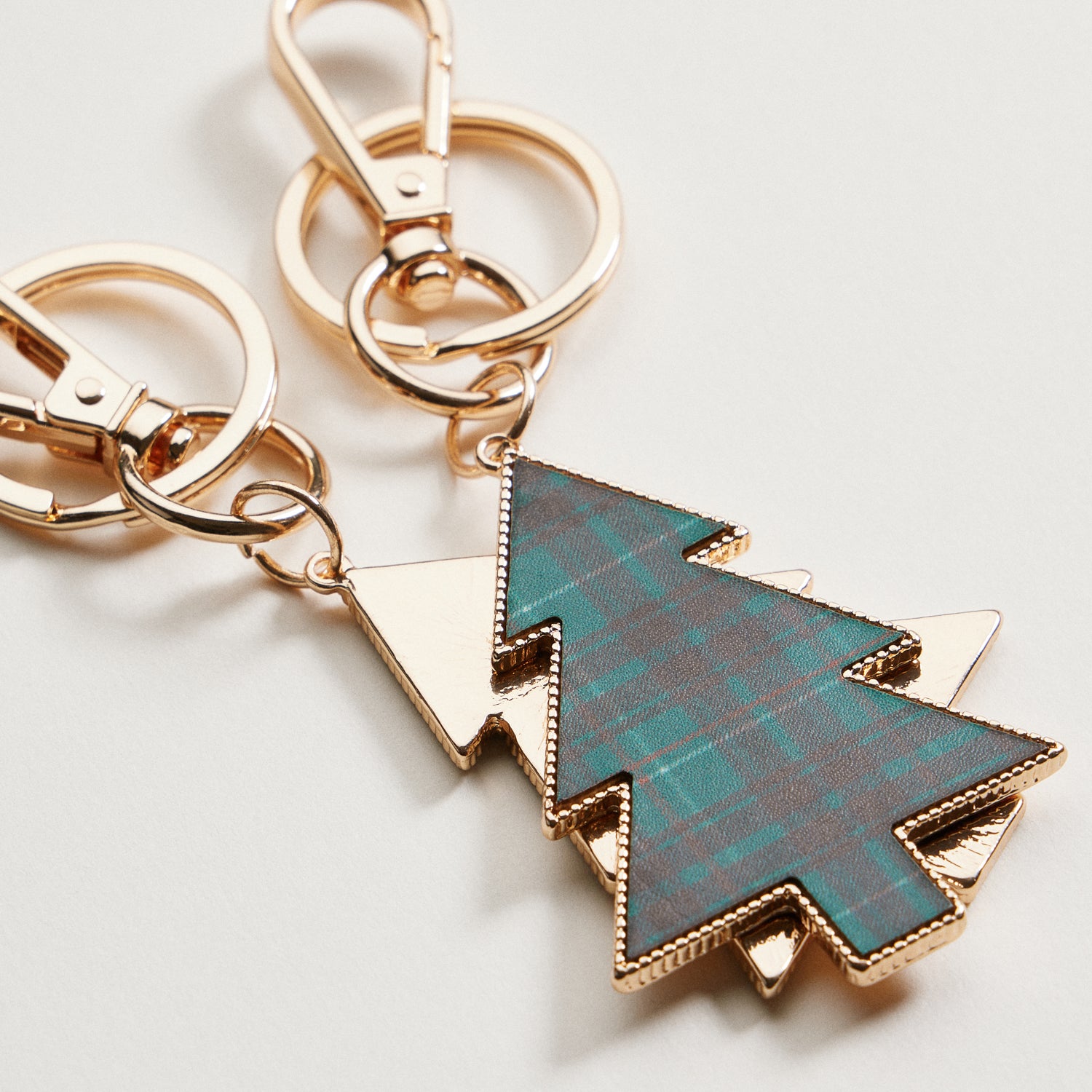 Tartan Christmas Tree Keychain | Faux Leather Holiday Bag Charm