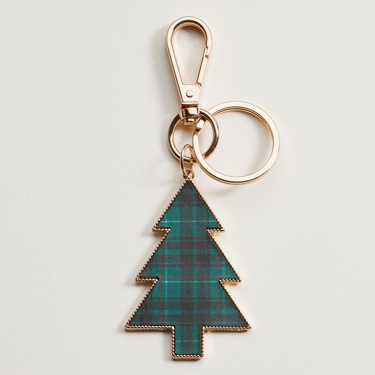 Tartan Christmas Tree Keychain | Faux Leather Holiday Bag Charm