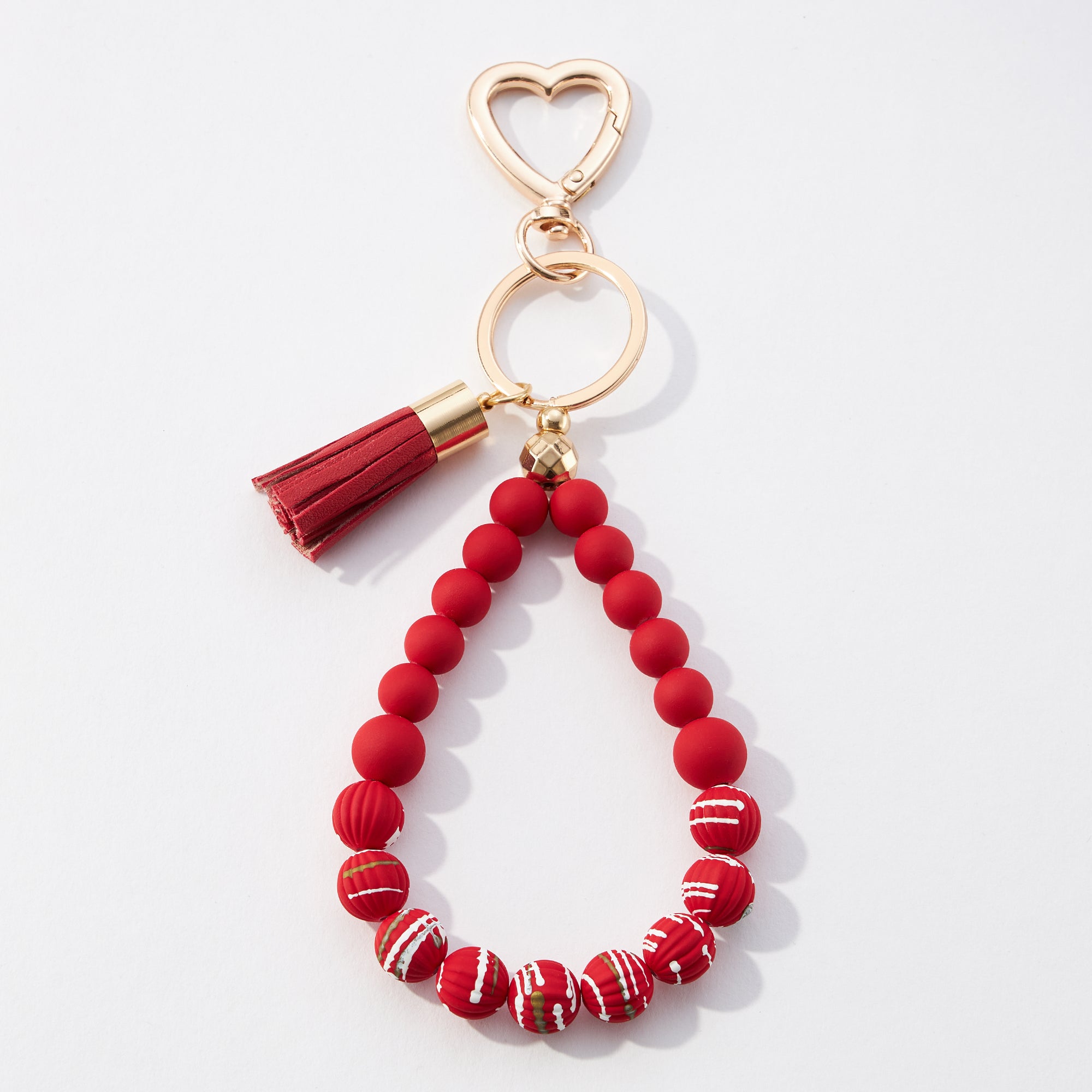 Silicone Bead Tassel Wristlet Keychain