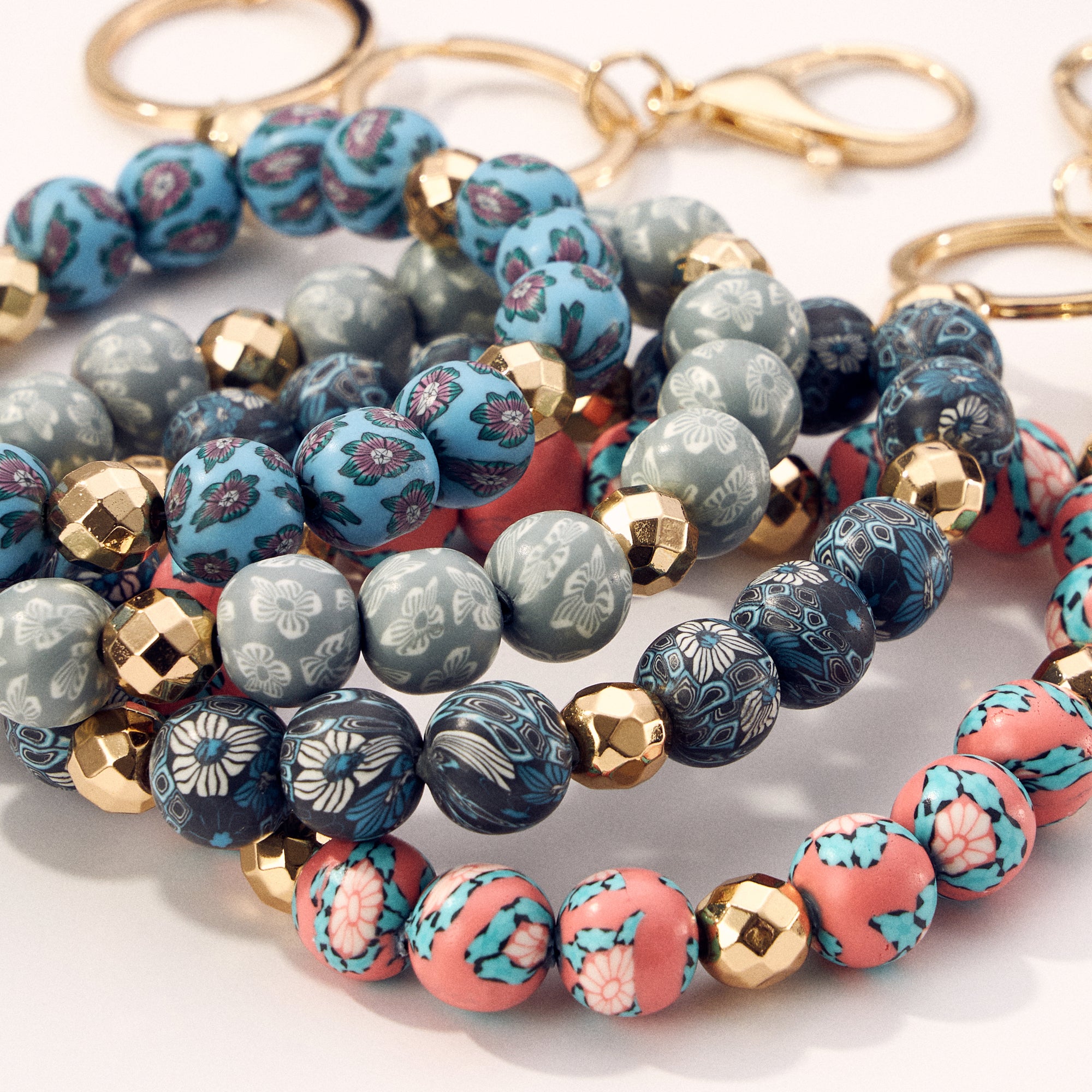 Clay Beaded Bracelet Keychain
