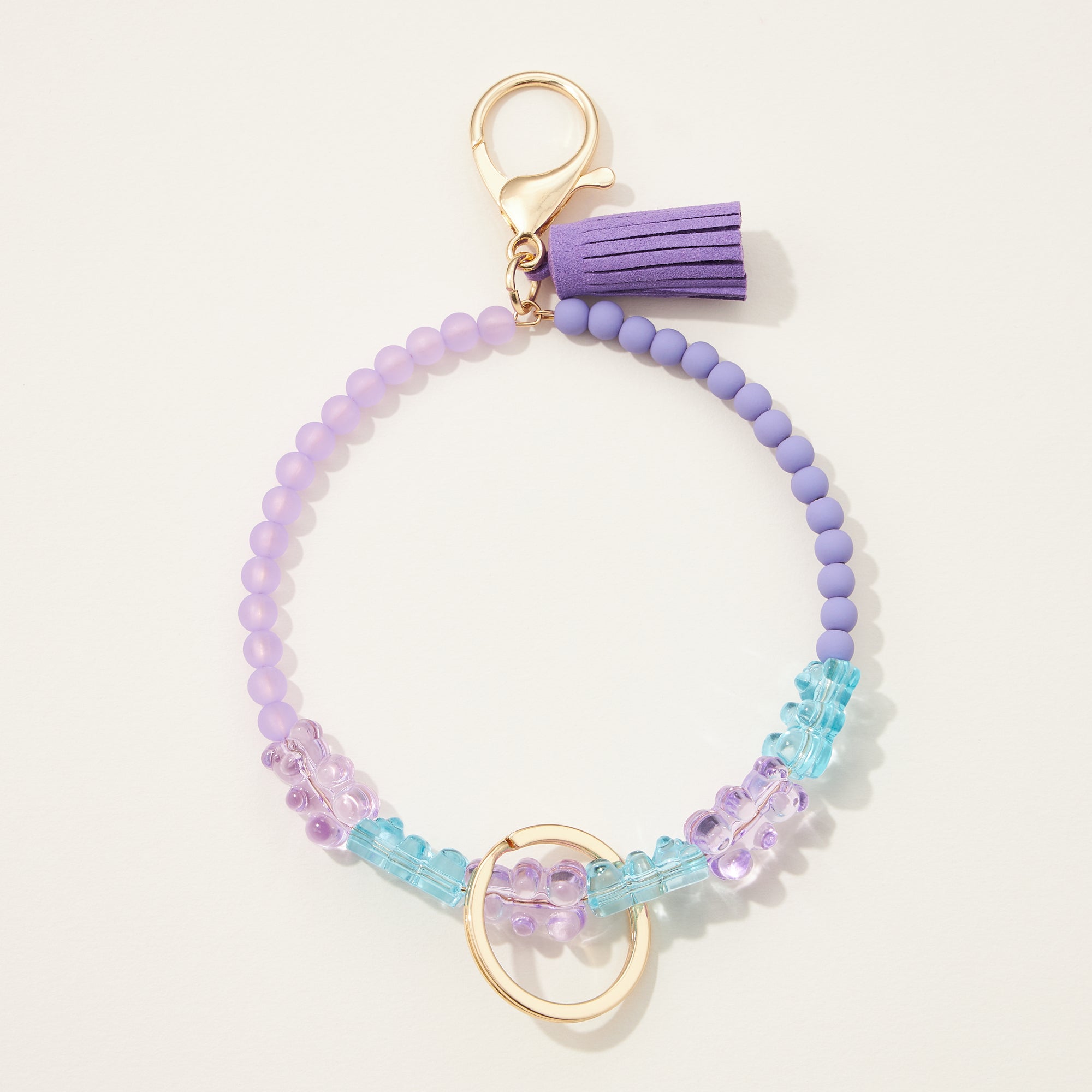 Gummy Bear Beaded Wristlet Keychain with Tassel